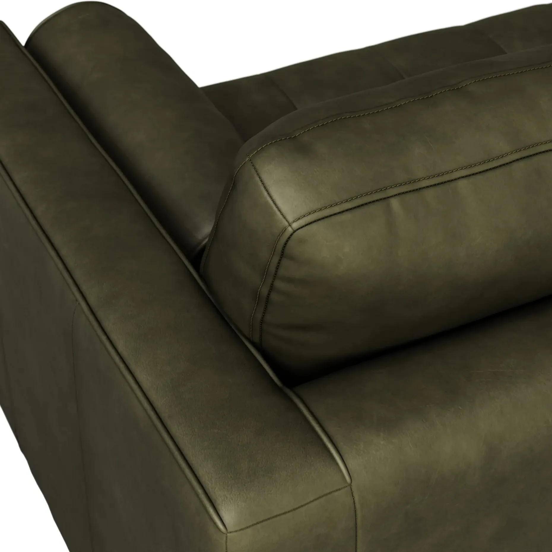 Sven 88" Tufted Leather Sofa - Charme Green