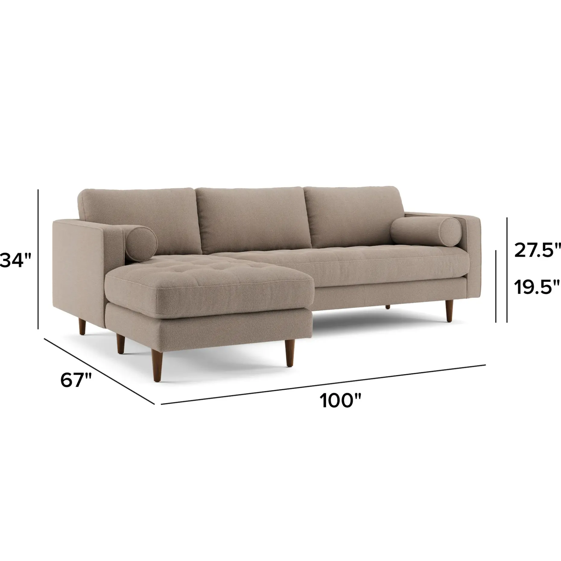 Sven 100" Tufted Left Sectional - Sandstone Wool Bouclé