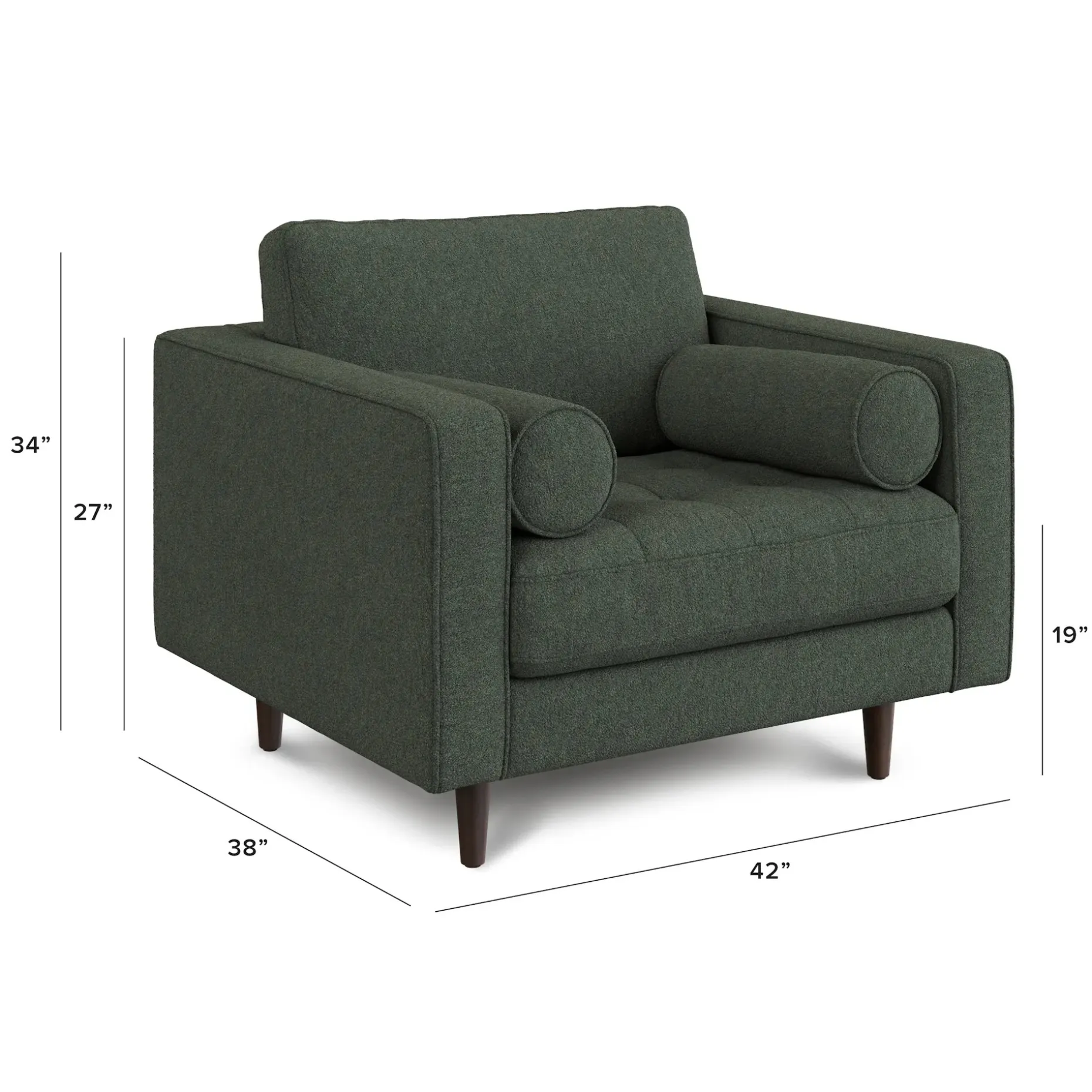 Sven 42" Tufted Lounge Chair - Green Wool Bouclé