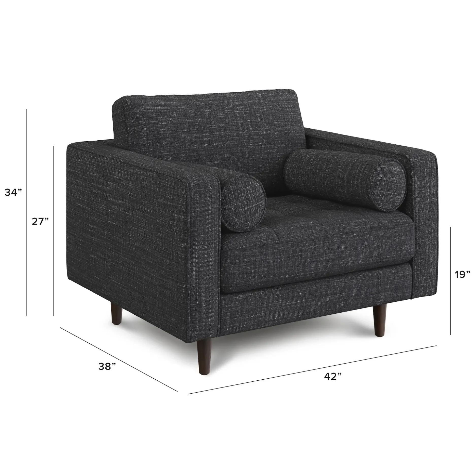 Sven 42" Tufted Lounge Chair - Napa Charcoal