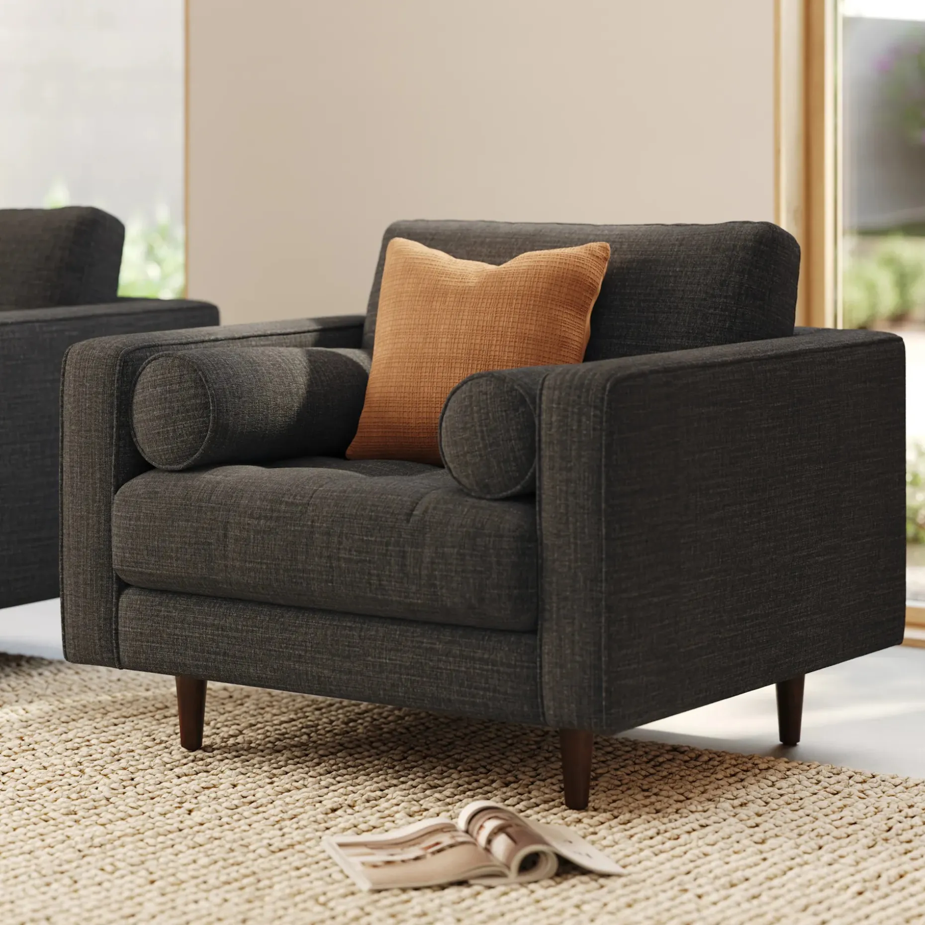 Sven 42" Tufted Lounge Chair - Napa Charcoal