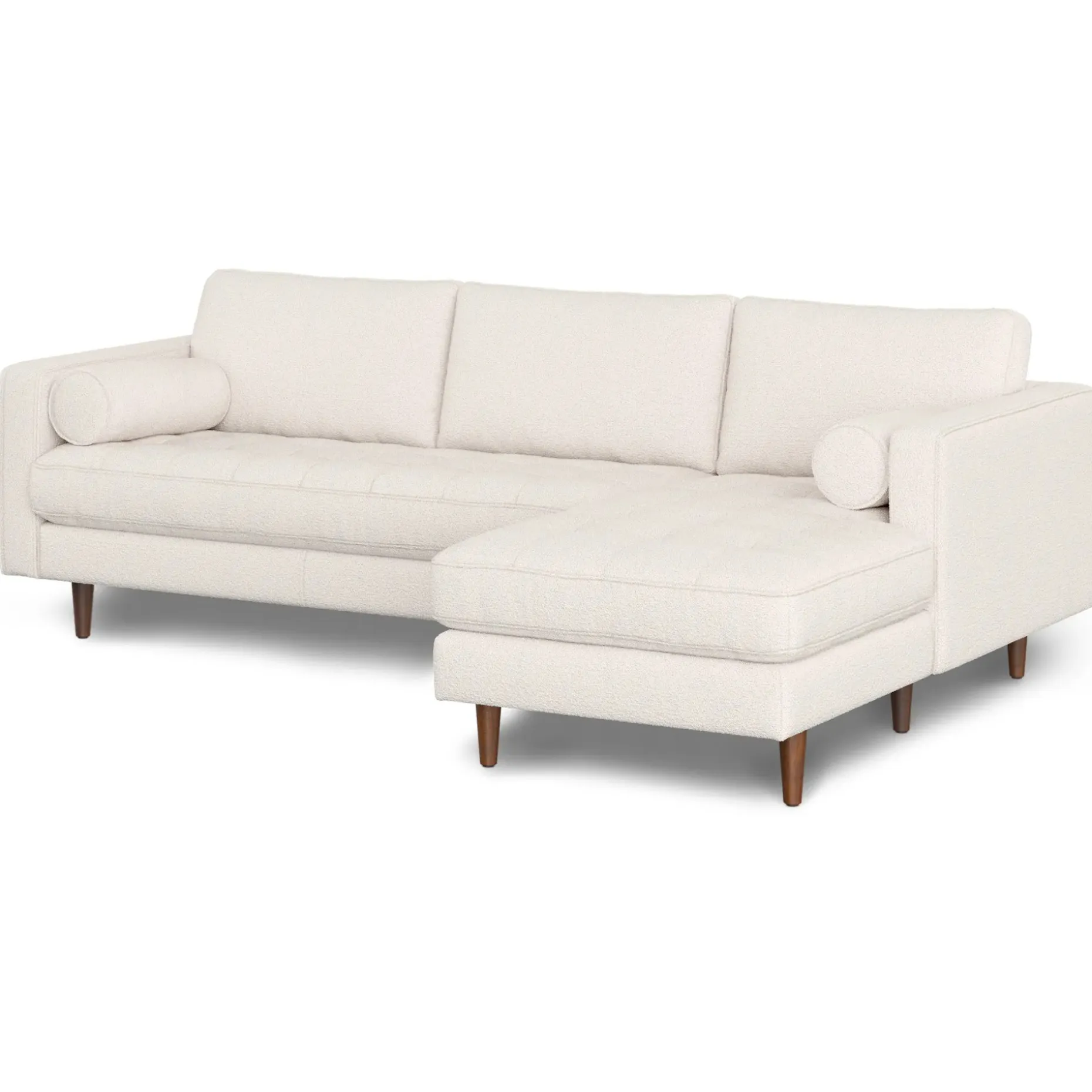 Sven 100" Tufted Right Sectional - Ivory Wool Bouclé