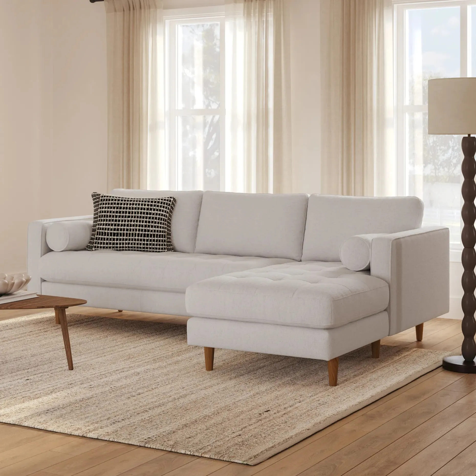 Sven 100" Tufted Right Sectional - Napa White