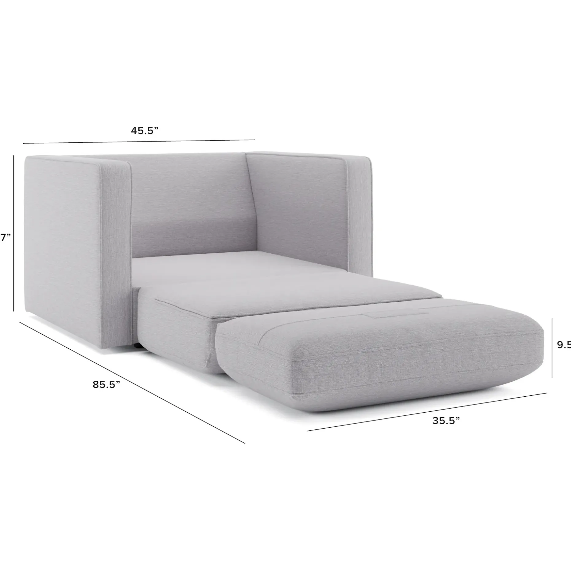 Sven 45.5" Tufted Sleeper Chair - Silver Ivory