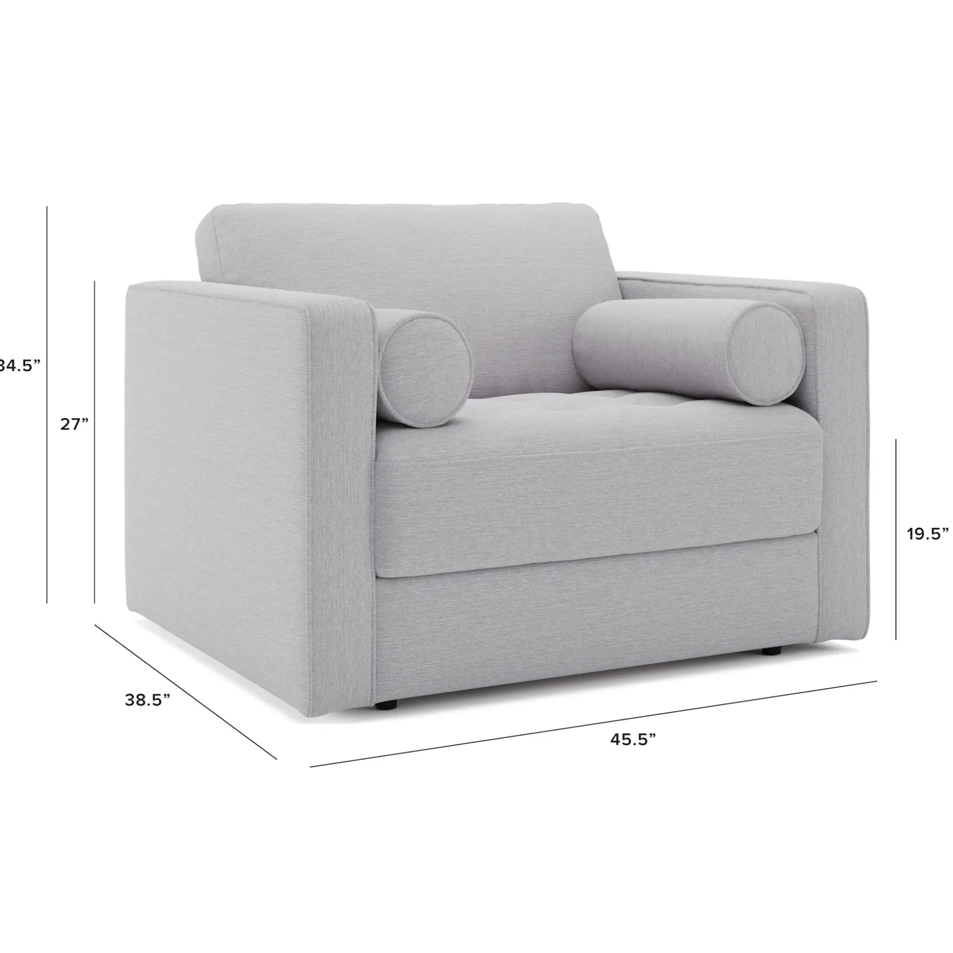 Sven 45.5" Tufted Sleeper Chair - Silver Ivory