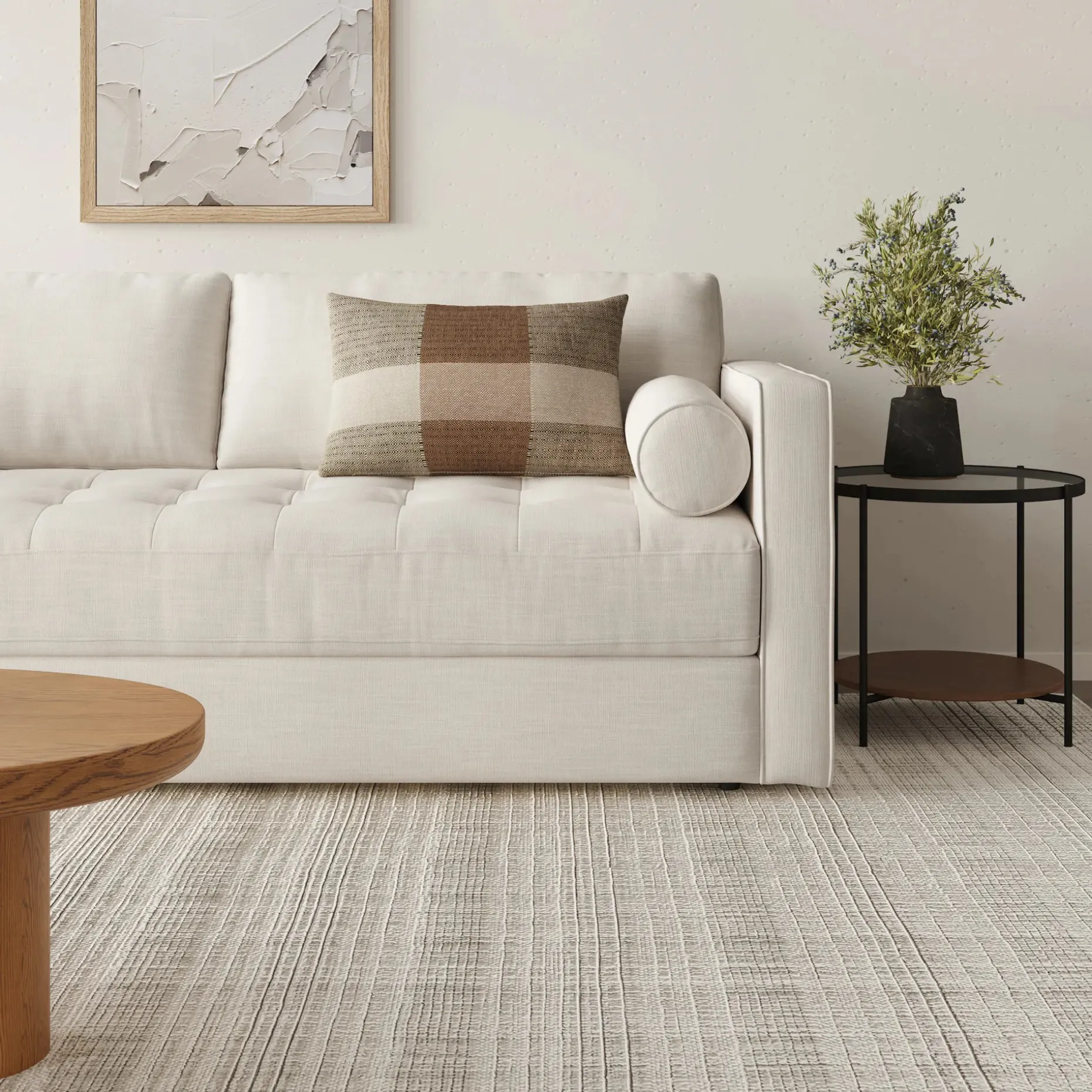 Sven 88" Tufted Sofa Bed - Biscuit Cream