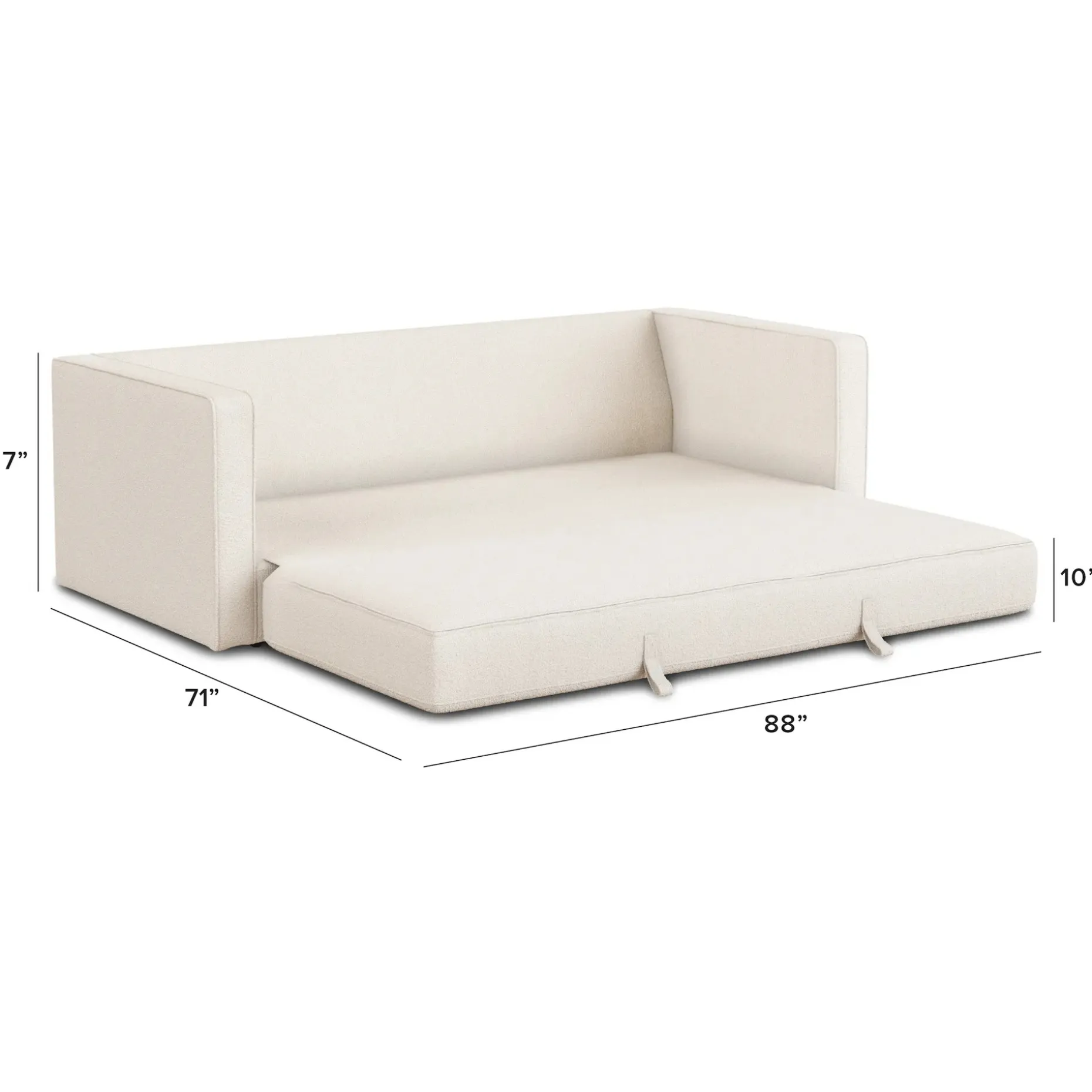 Sven 88" Tufted Sofa Bed - Ivory Wool Bouclé
