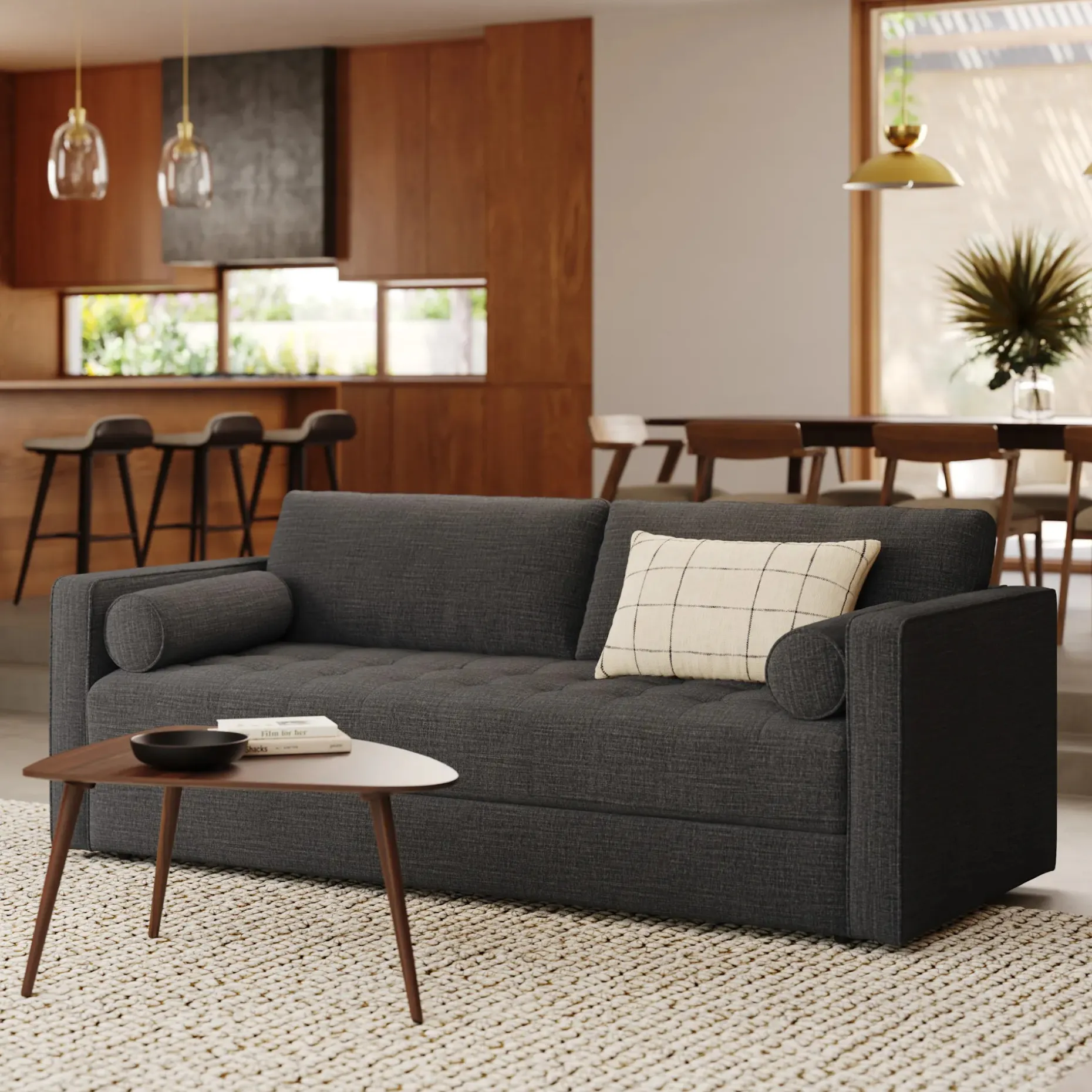 Sven 88" Tufted Sofa Bed - Napa Charcoal