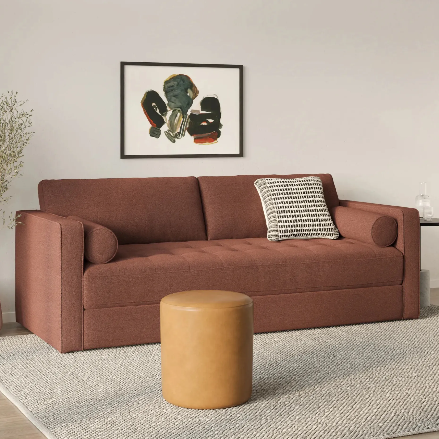 Sven 88" Tufted Sofa Bed - Ratine Oxide