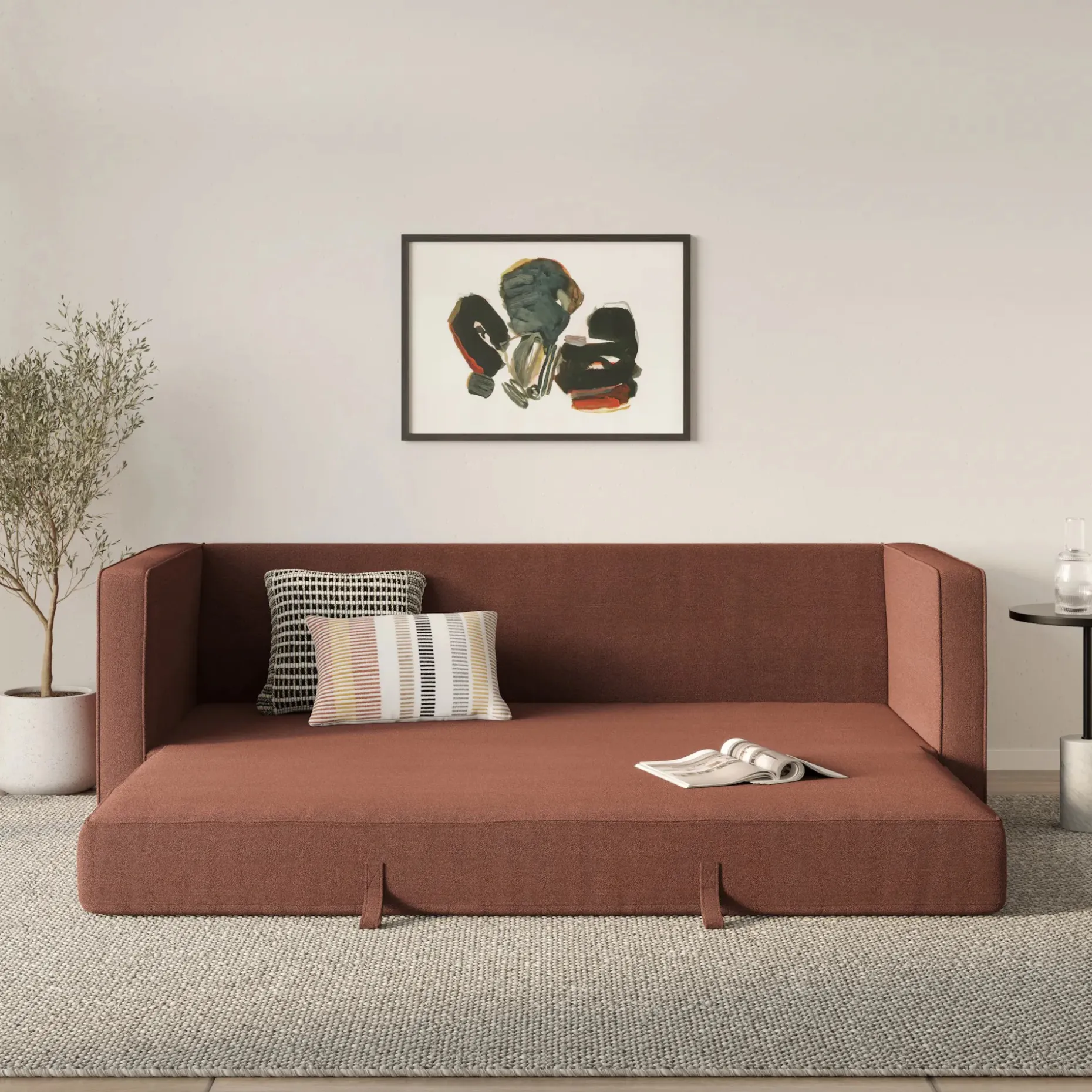 Sven 88" Tufted Sofa Bed - Ratine Oxide