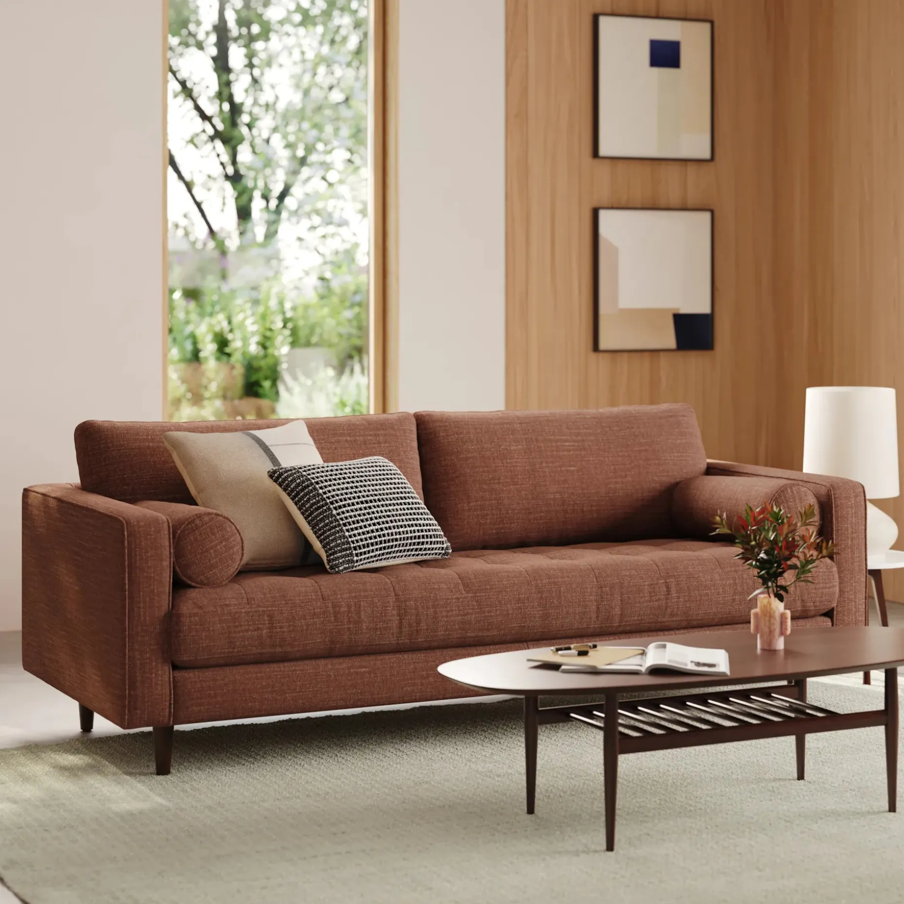 Sven 88" Tufted Sofa - Napa Rust