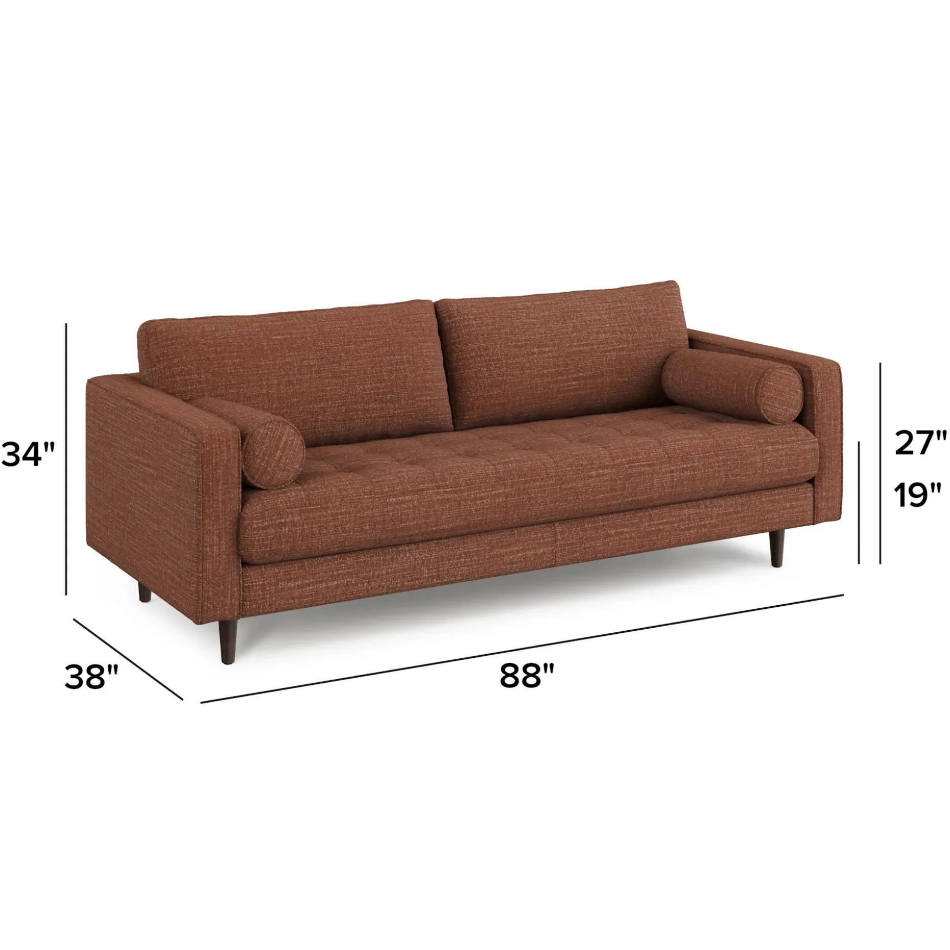 Sven 88" Tufted Sofa - Napa Rust
