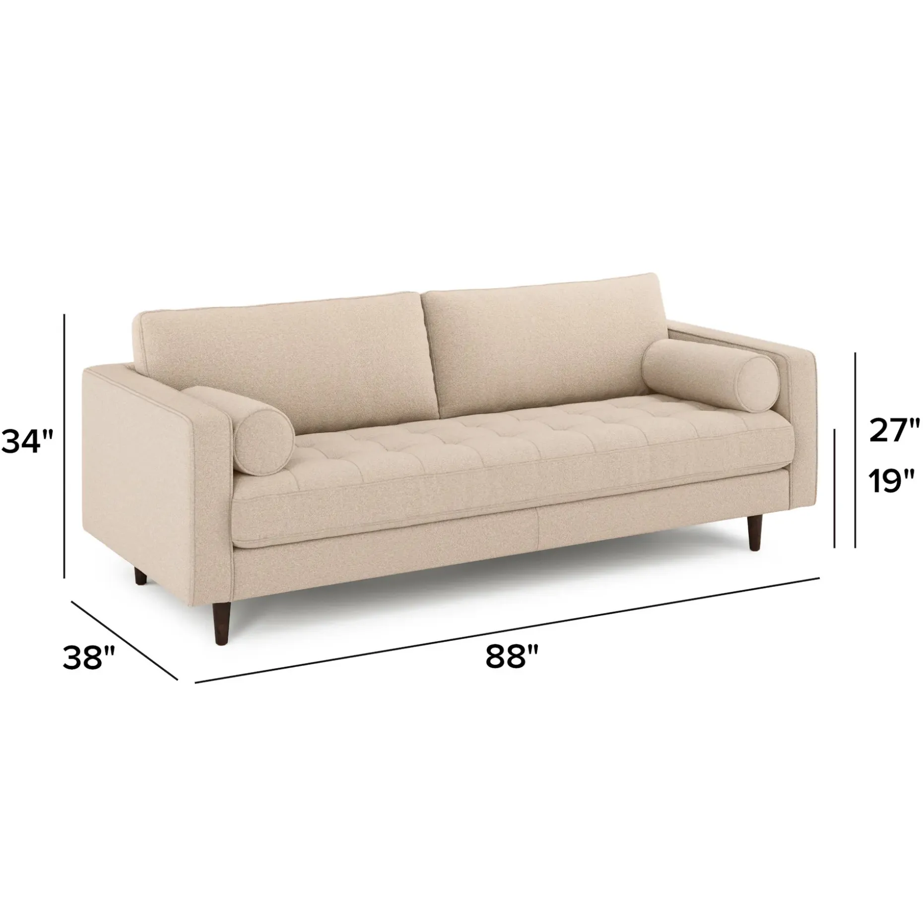 Sven 88" Tufted Sofa - Ratine Buff