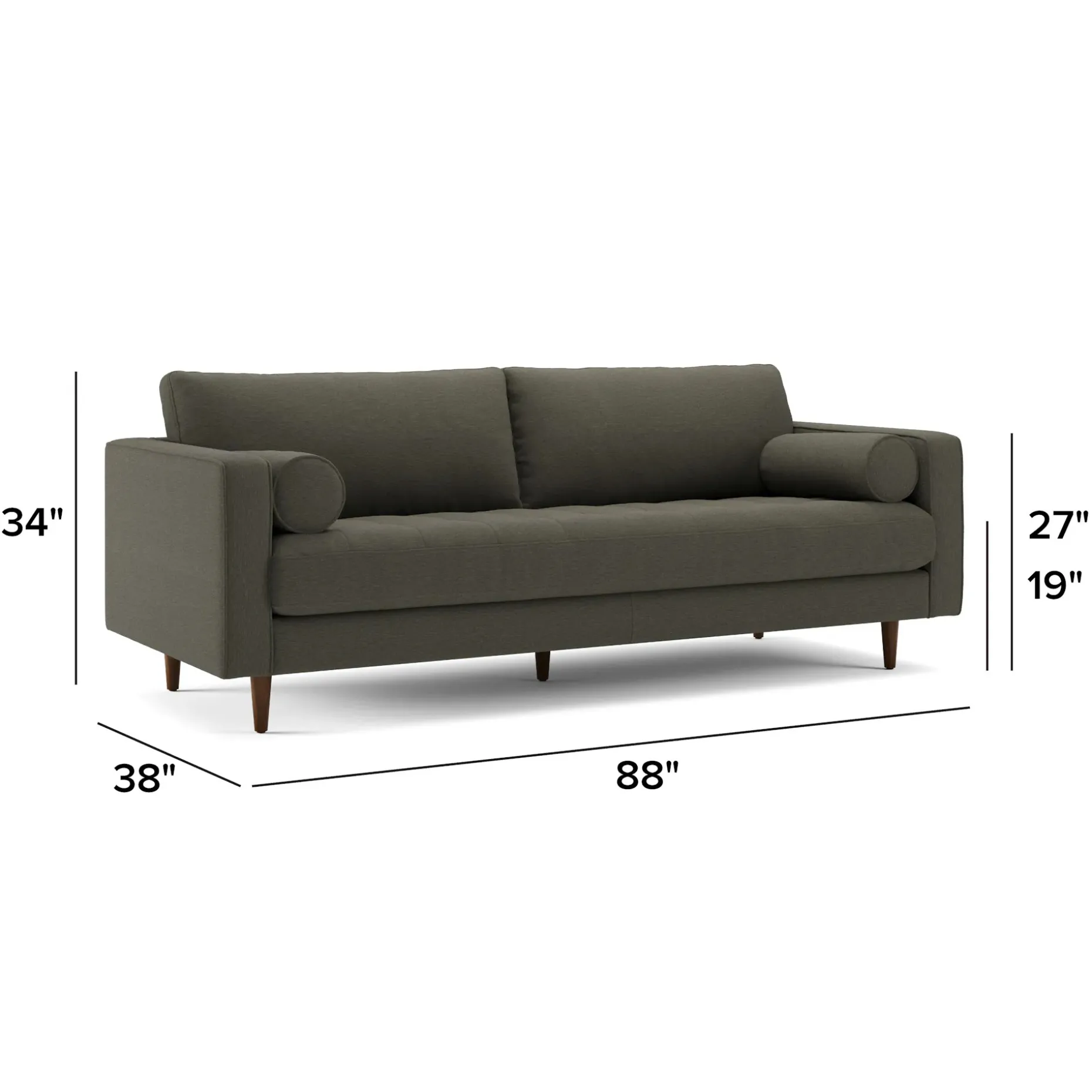 Sven 88" Tufted Sofa - Silver Moss