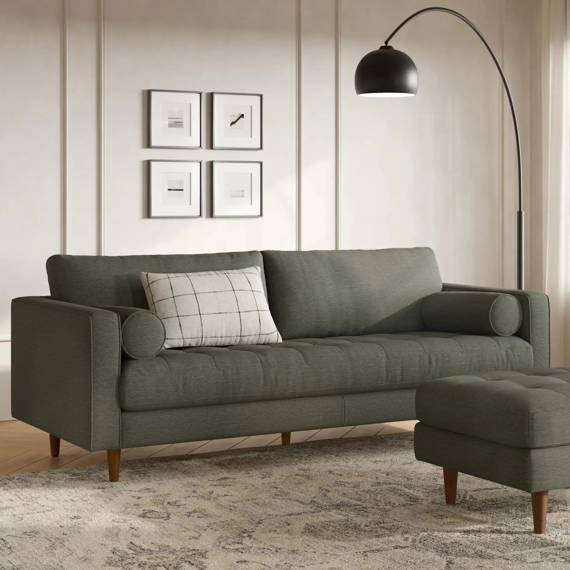 Sven 88" Tufted Sofa - Silver Moss