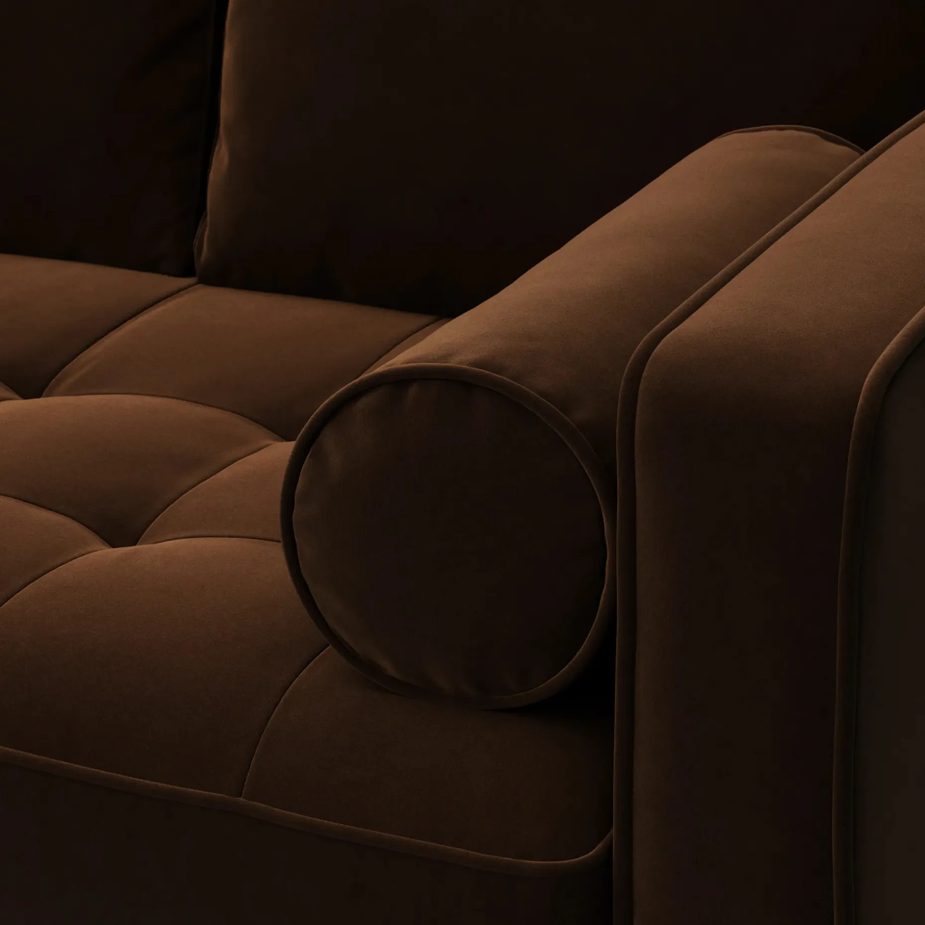 Sven 91" Tufted Velvet Corner Sectional - Plush Pacific Brown