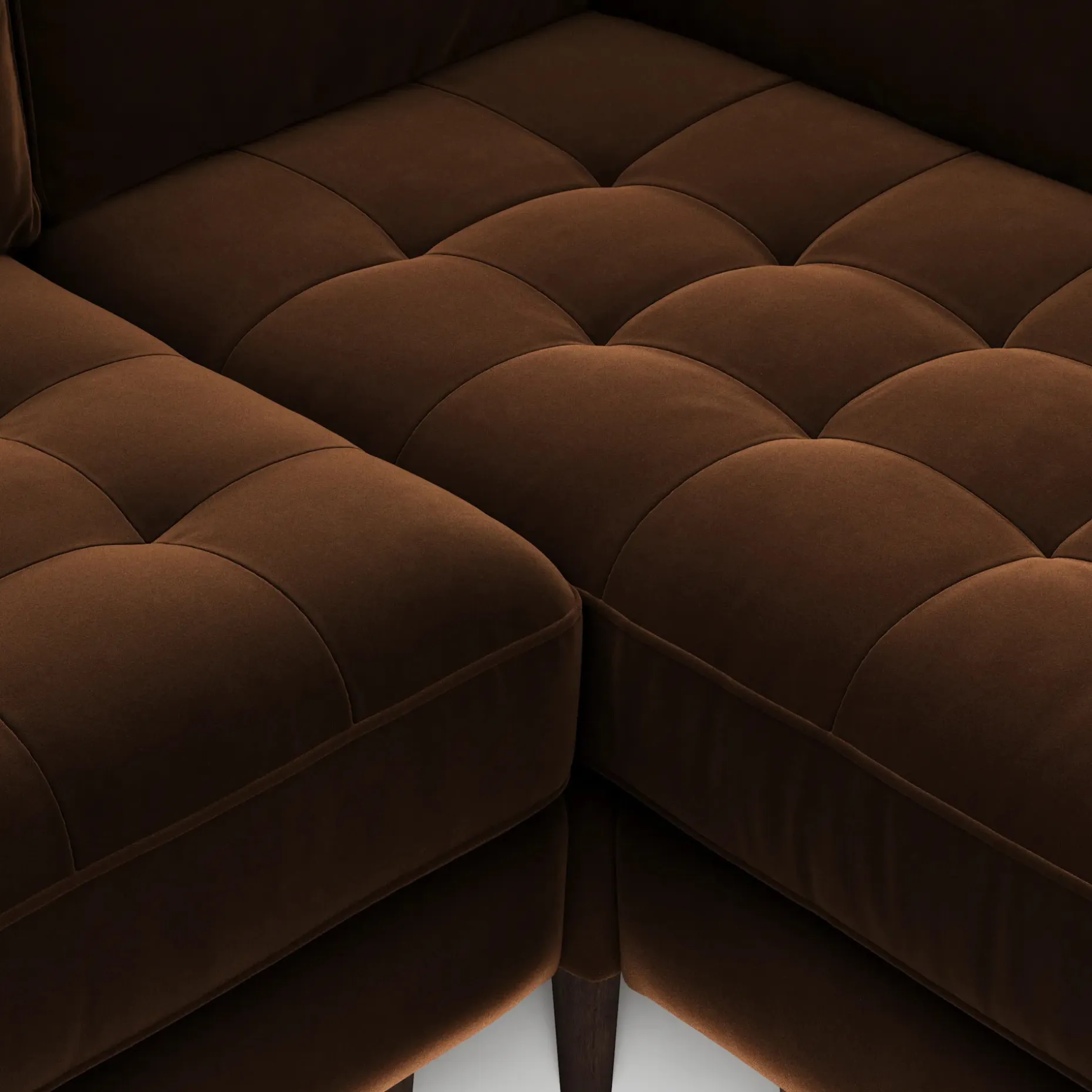 Sven 91" Tufted Velvet Corner Sectional - Plush Pacific Brown
