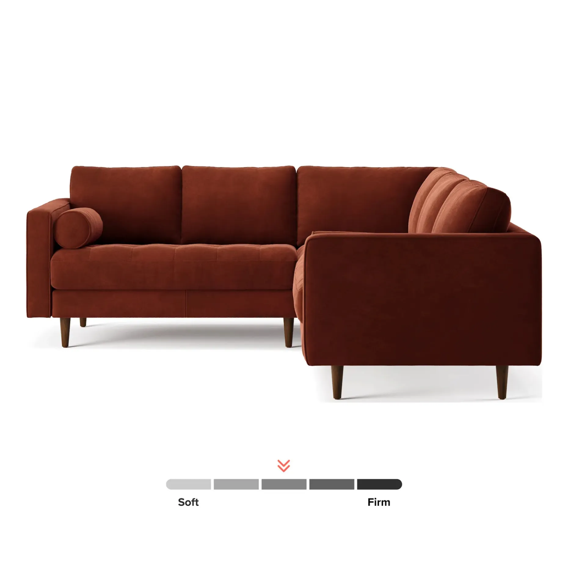 Sven 91" Tufted Velvet Corner Sectional - Hale Rust