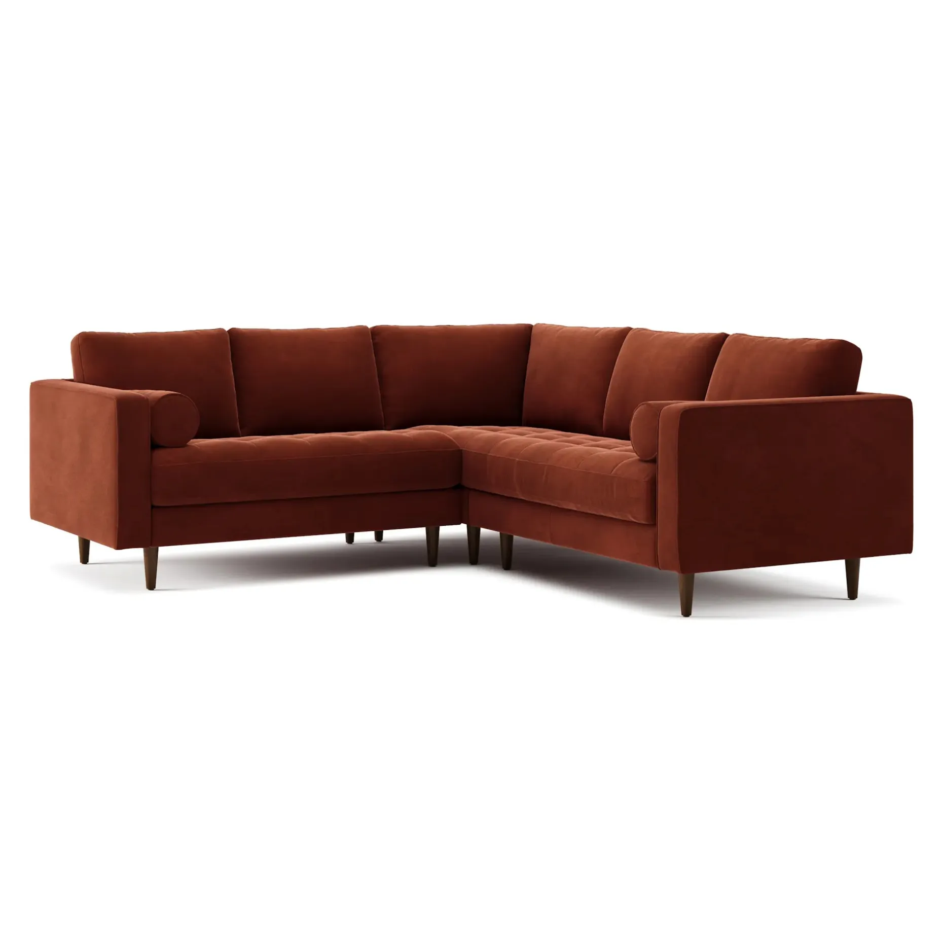 Sven 91" Tufted Velvet Corner Sectional - Hale Rust