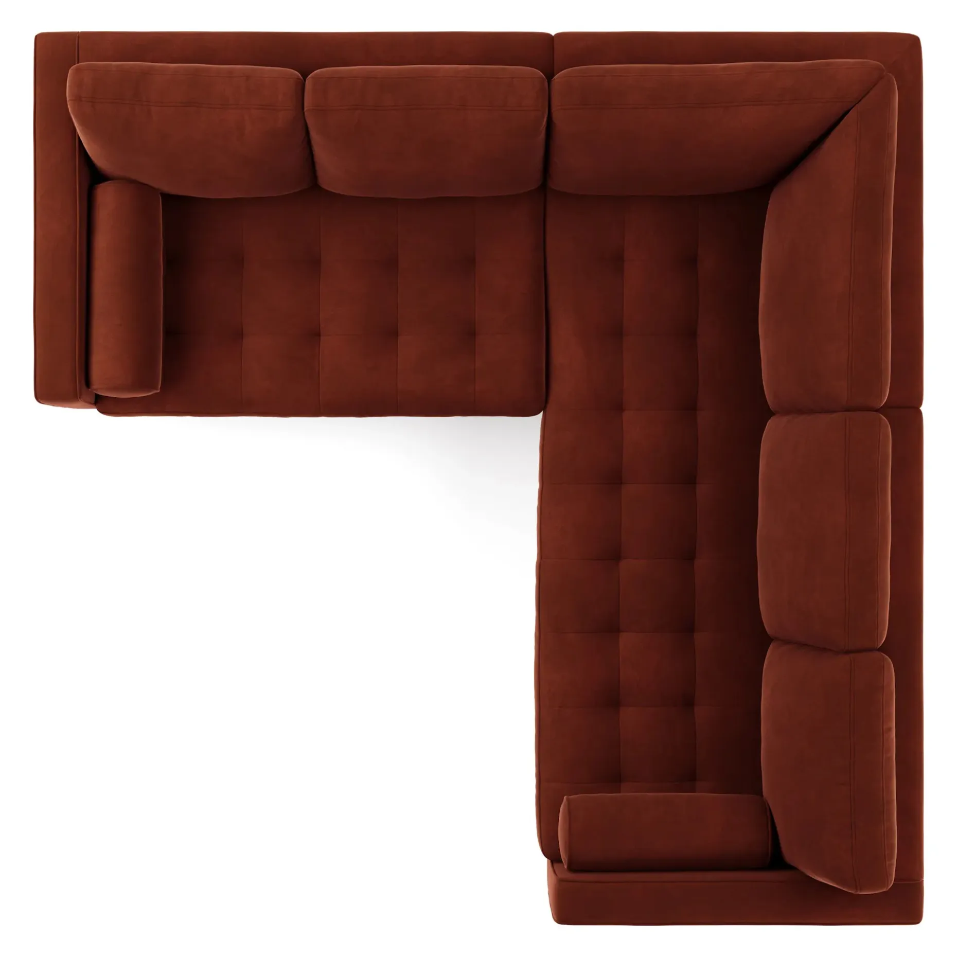 Sven 91" Tufted Velvet Corner Sectional - Hale Rust