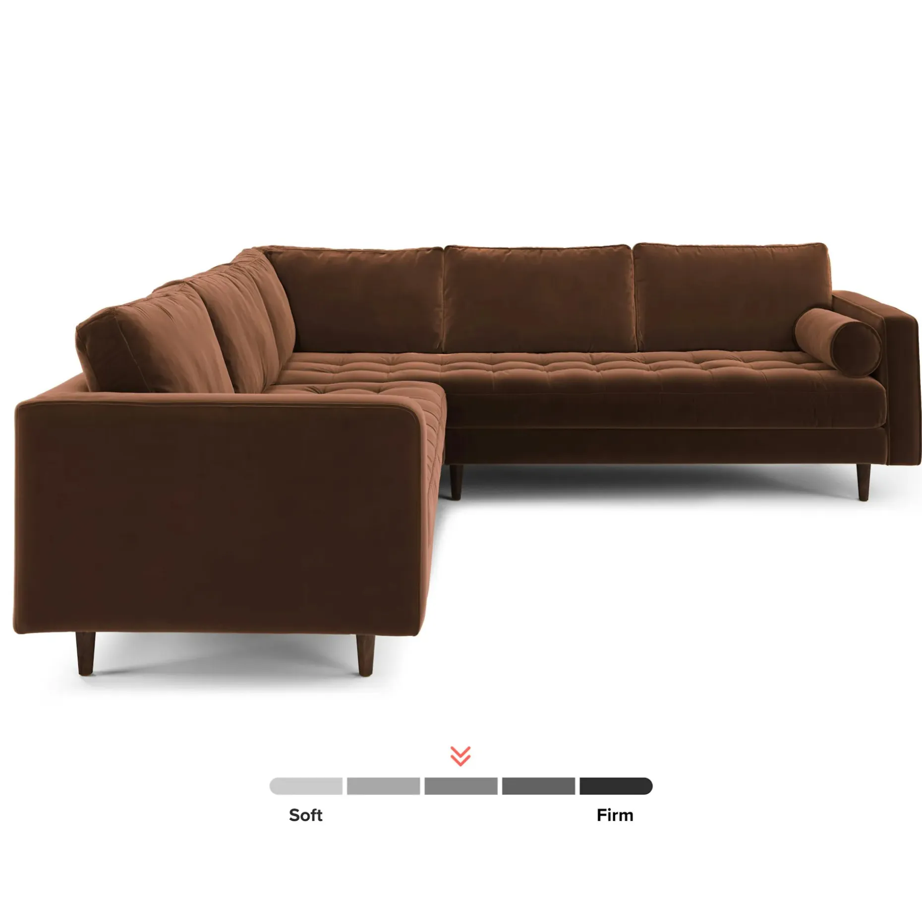 Sven 107" Tufted Velvet Corner Sectional - Plush Pacific Brown
