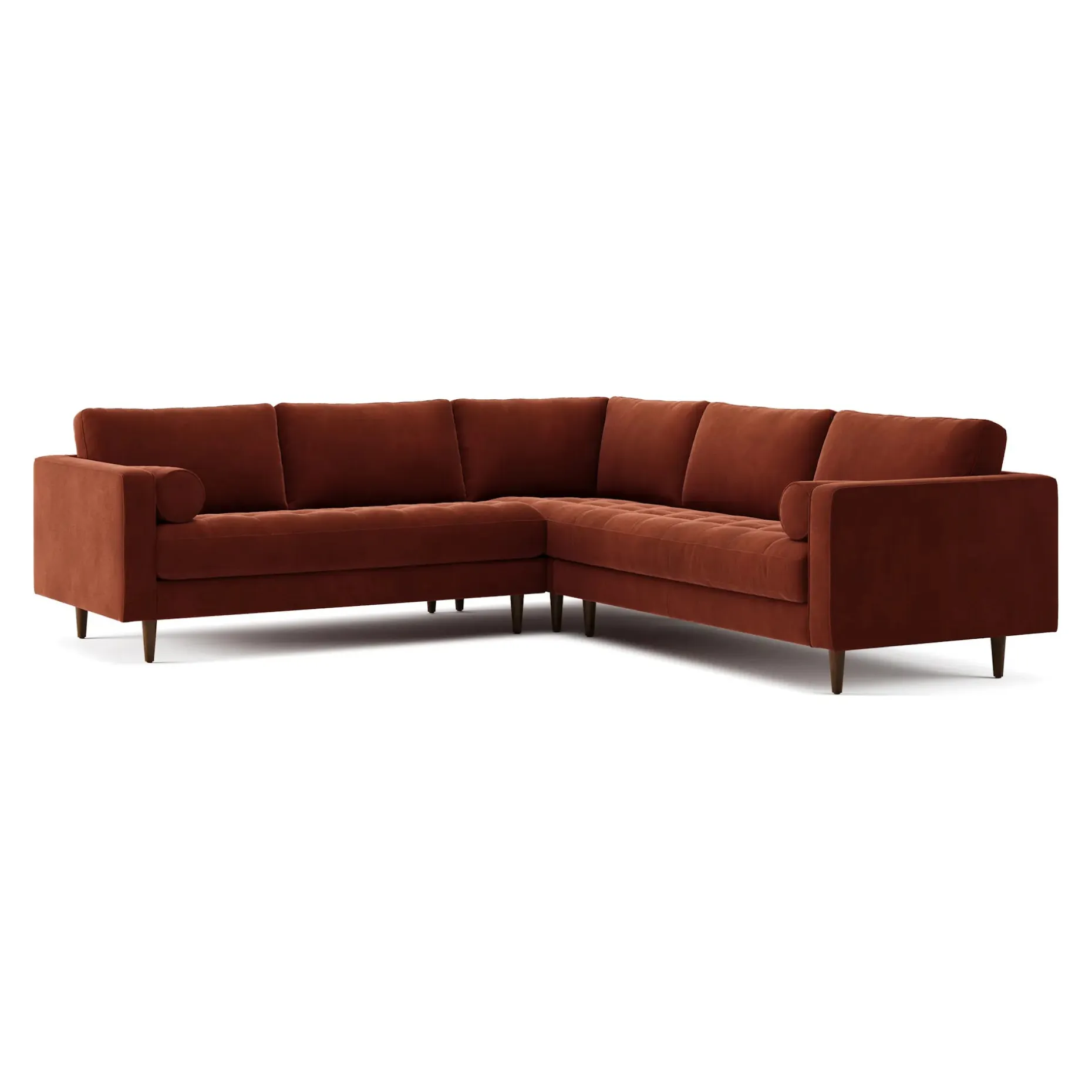 Sven 107" Tufted Velvet Corner Sectional - Hale Rust