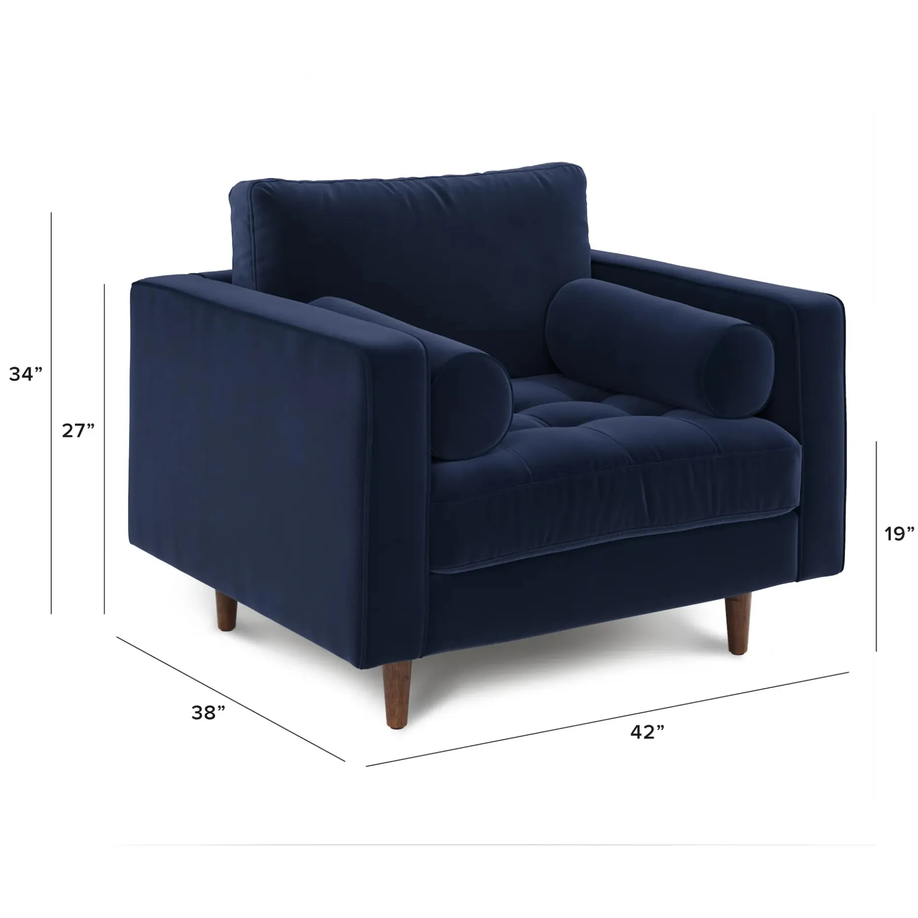 Sven 42" Tufted Velvet Lounge Chair - Plush Cascadia Blue