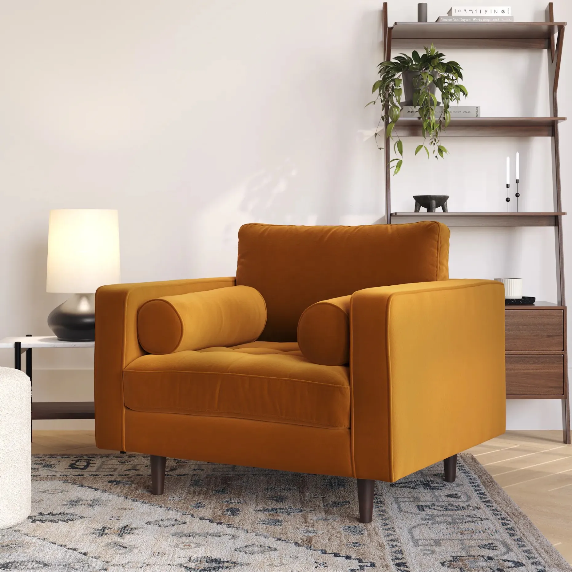 Sven 42" Tufted Velvet Lounge Chair - Plush Pacific Ginger