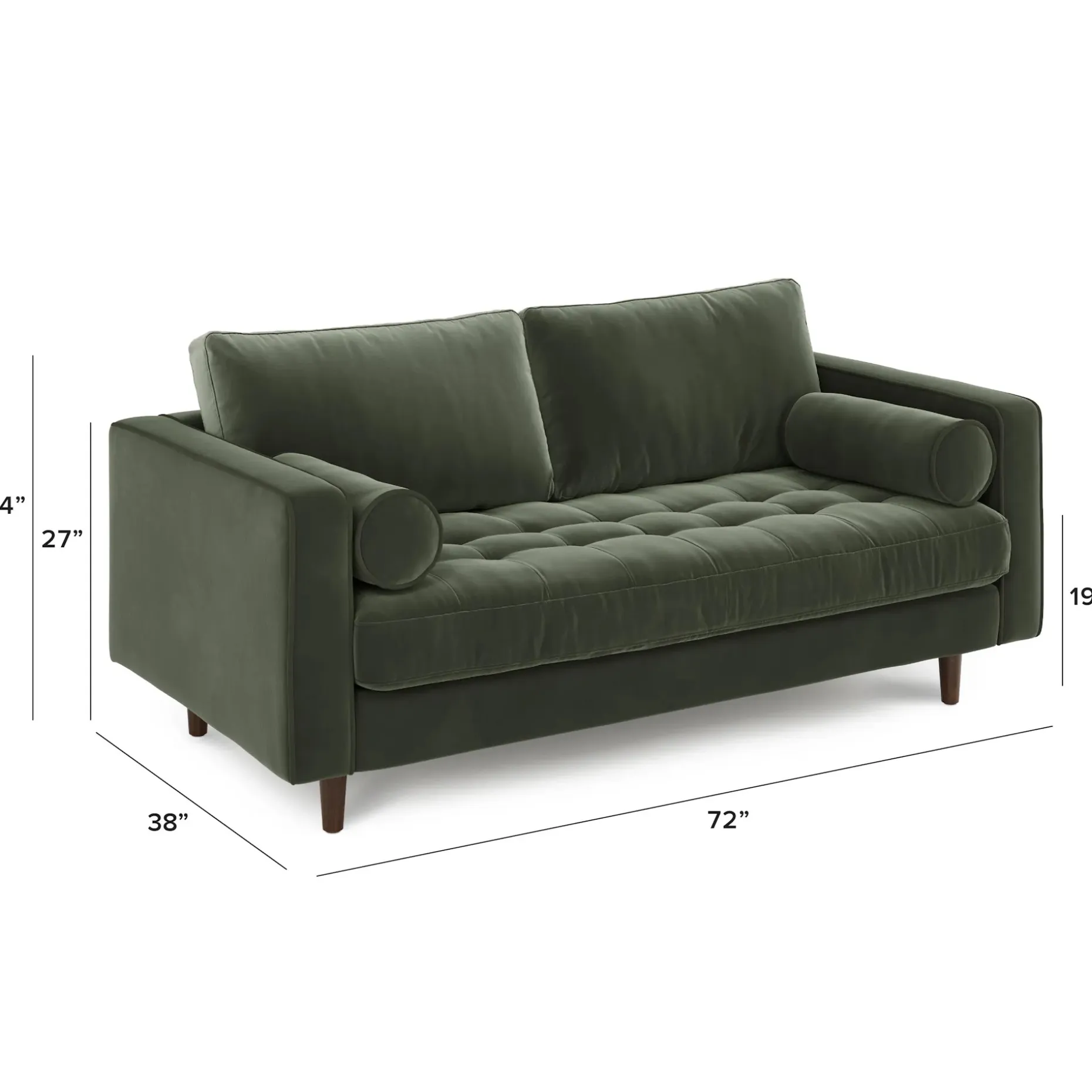 Sven 72" Tufted Velvet Loveseat - Plush Pacific Green