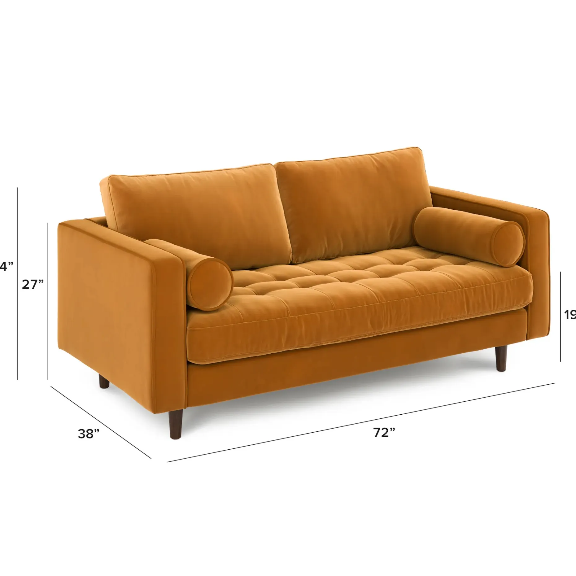 Sven 72" Tufted Velvet Loveseat - Plush Pacific Ginger