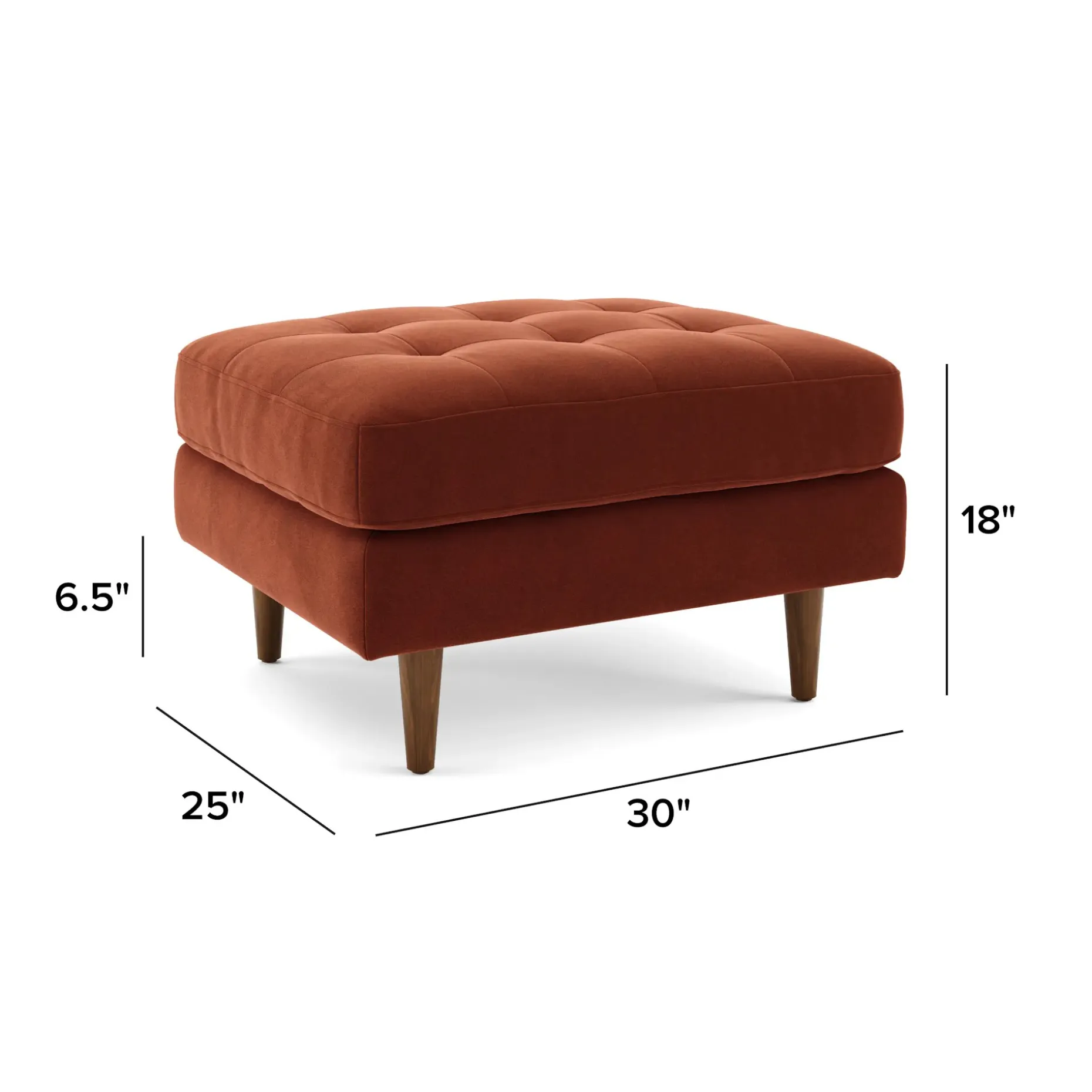 Sven 30" Tufted Velvet Ottoman - Hale Rust