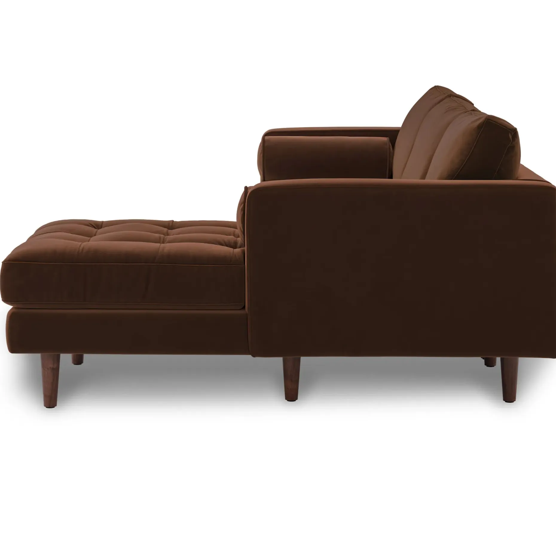 Sven 100" Tufted Velvet Right Sectional - Plush Pacific Brown