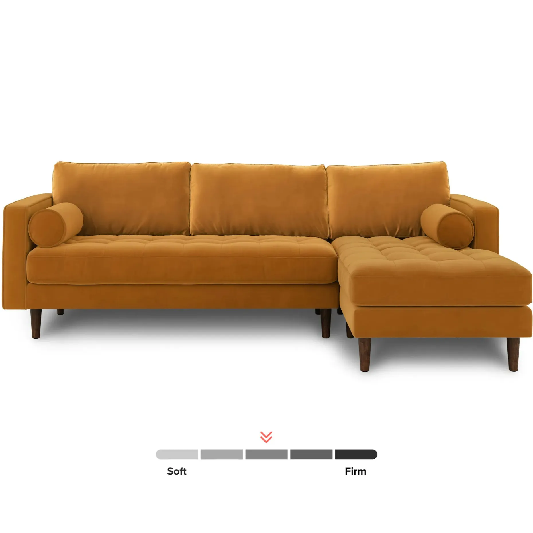 Sven 100" Tufted Velvet Right Sectional - Plush Pacific Ginger