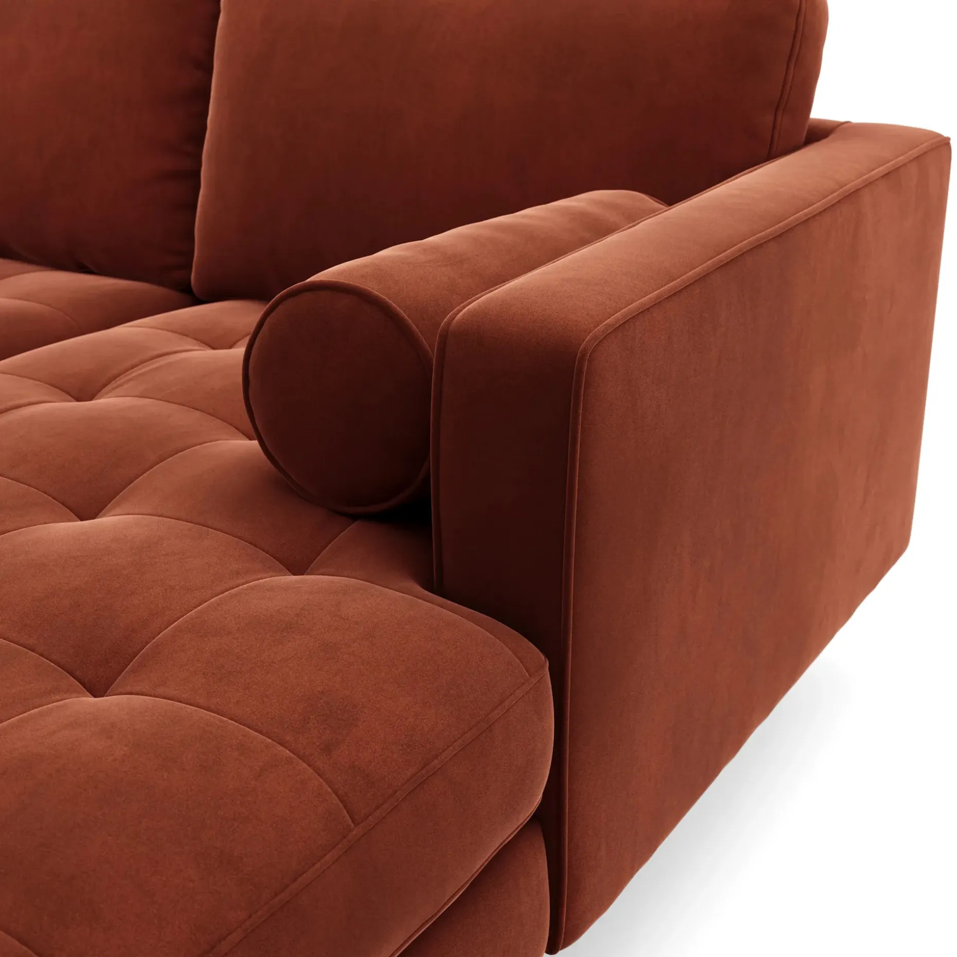 Sven 100" Tufted Velvet Right Sectional - Hale Rust