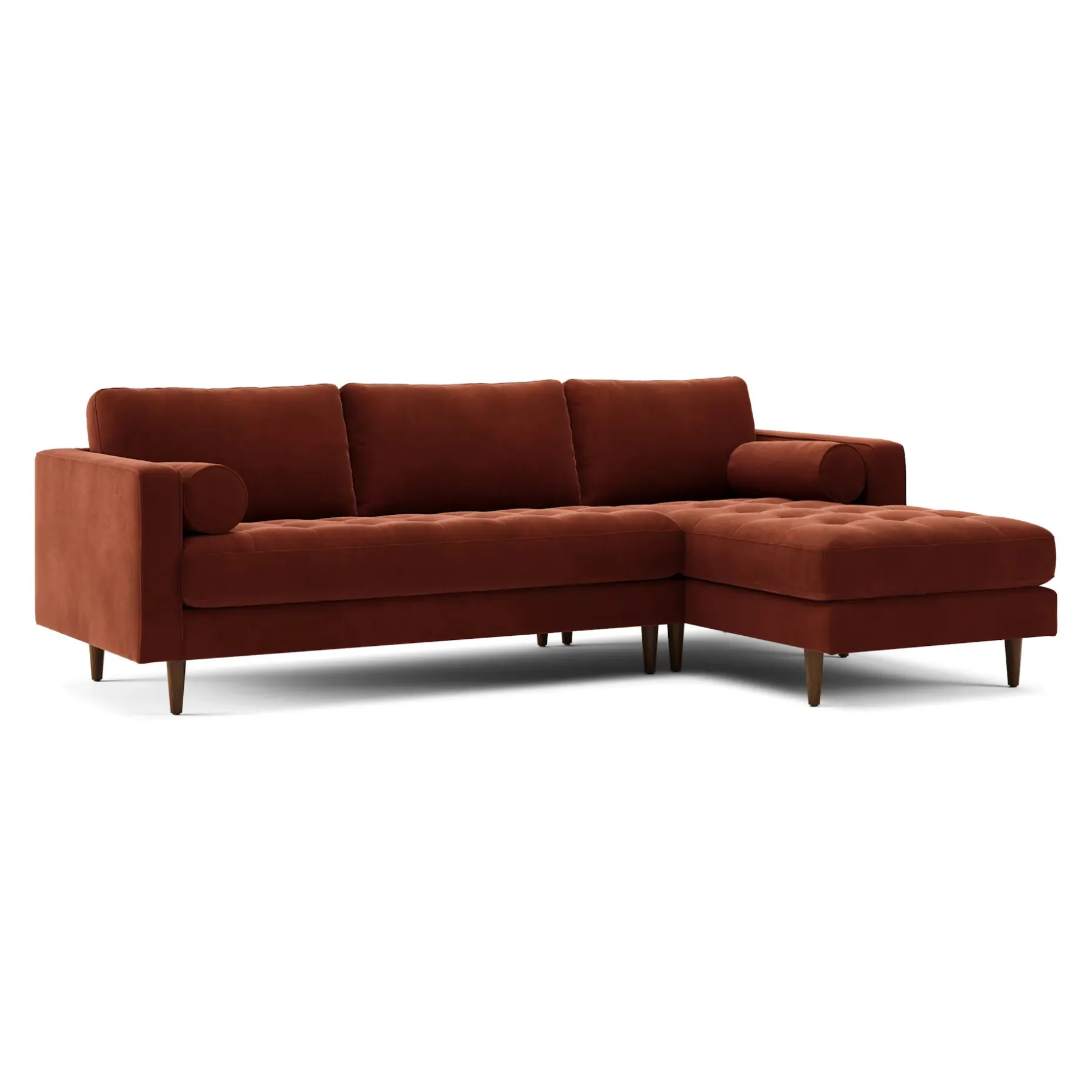 Sven 100" Tufted Velvet Right Sectional - Hale Rust