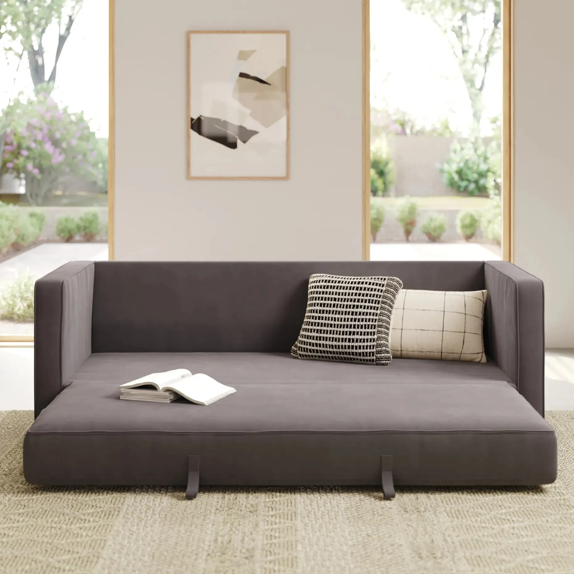 Sven 88" Tufted Velvet Sofa Bed - Hale Warm Gray
