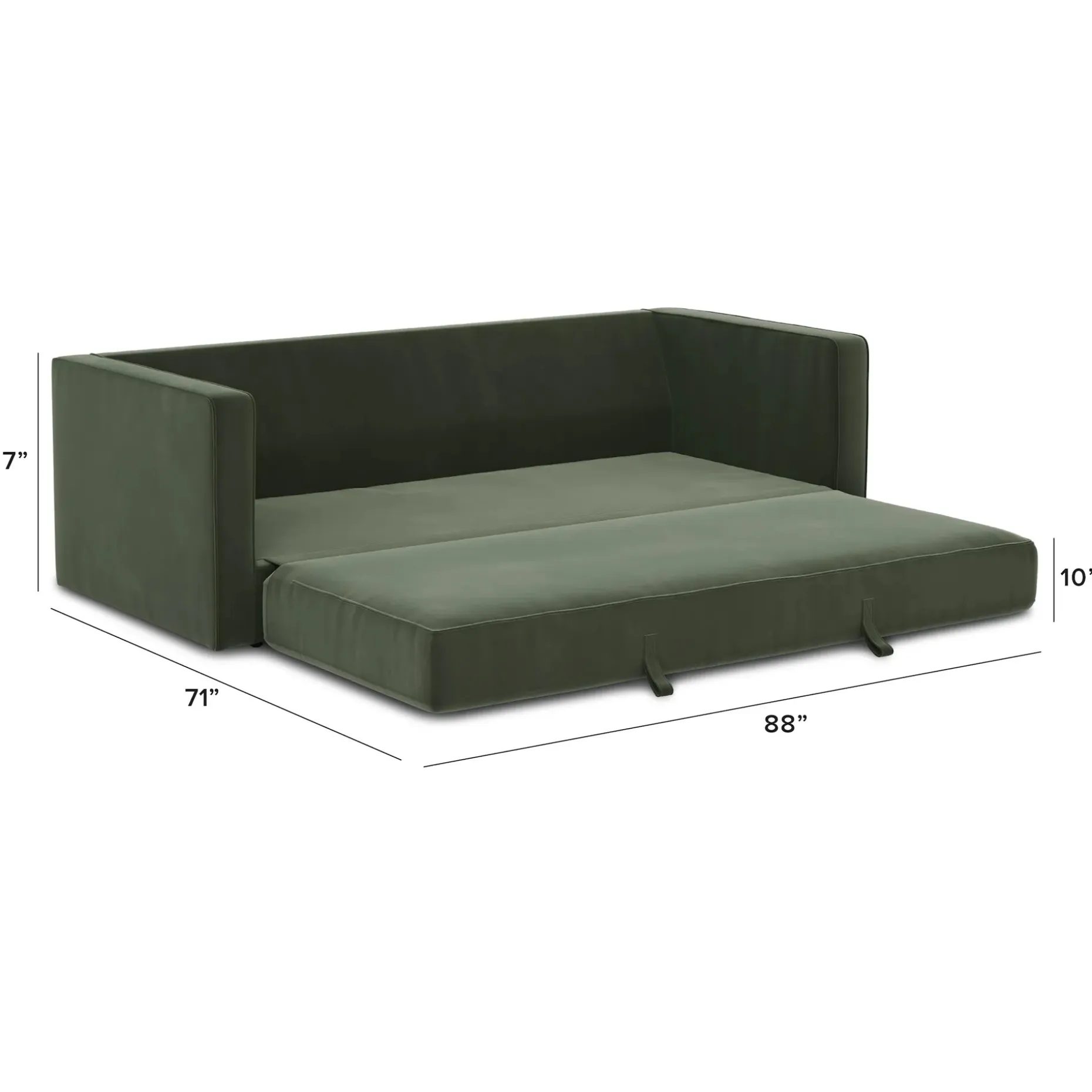 Sven 88" Tufted Velvet Sofa Bed - Plush Pacific Green