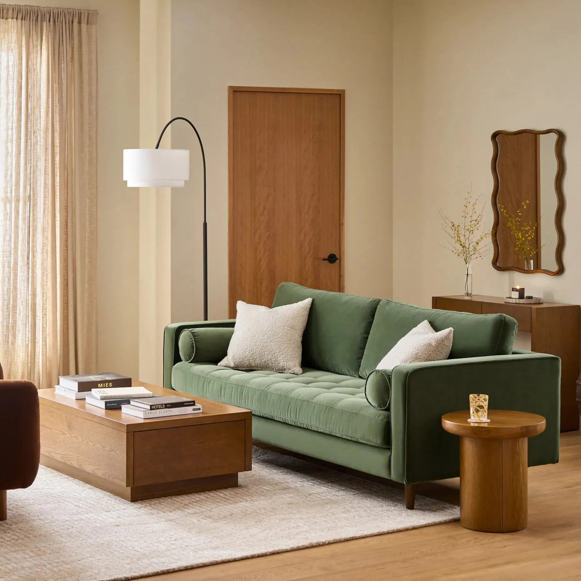 Sven 88" Tufted Velvet Sofa - Plush Pacific Green