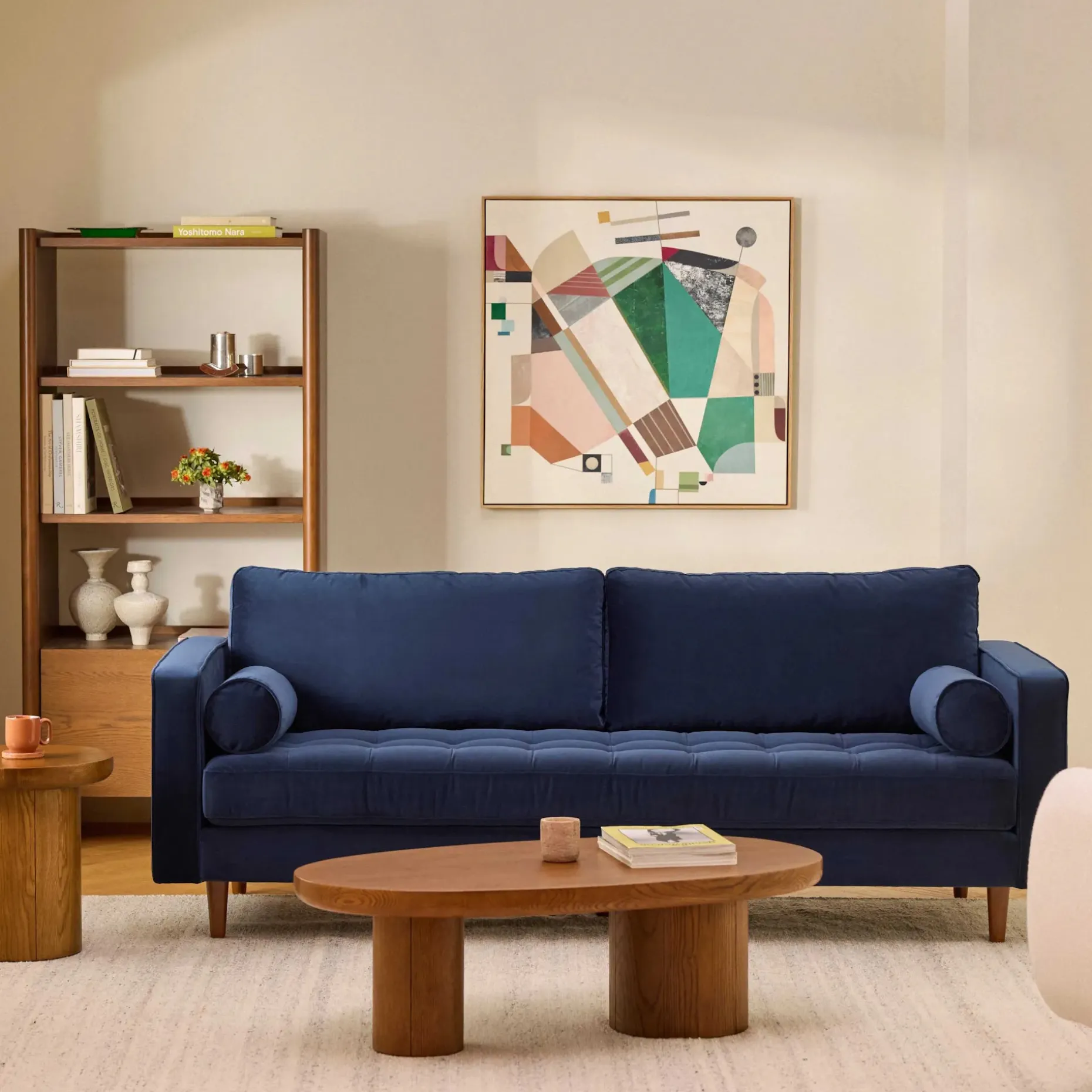 Sven 88" Tufted Velvet Sofa - Plush Cascadia Blue