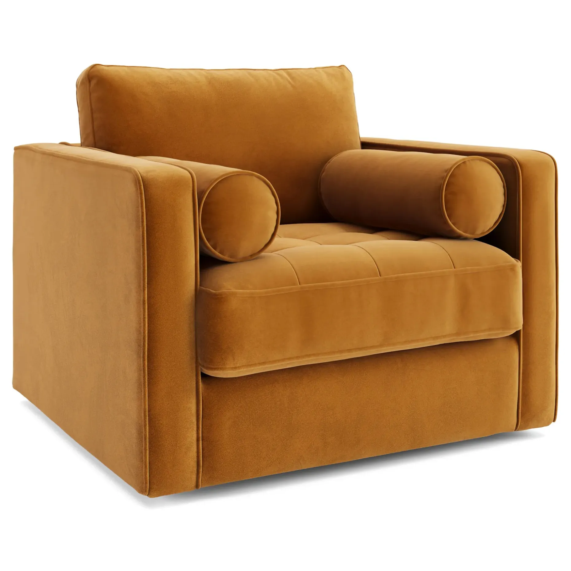 Sven 42.5" Tufted Velvet Swivel Chair - Plush Pacific Ginger