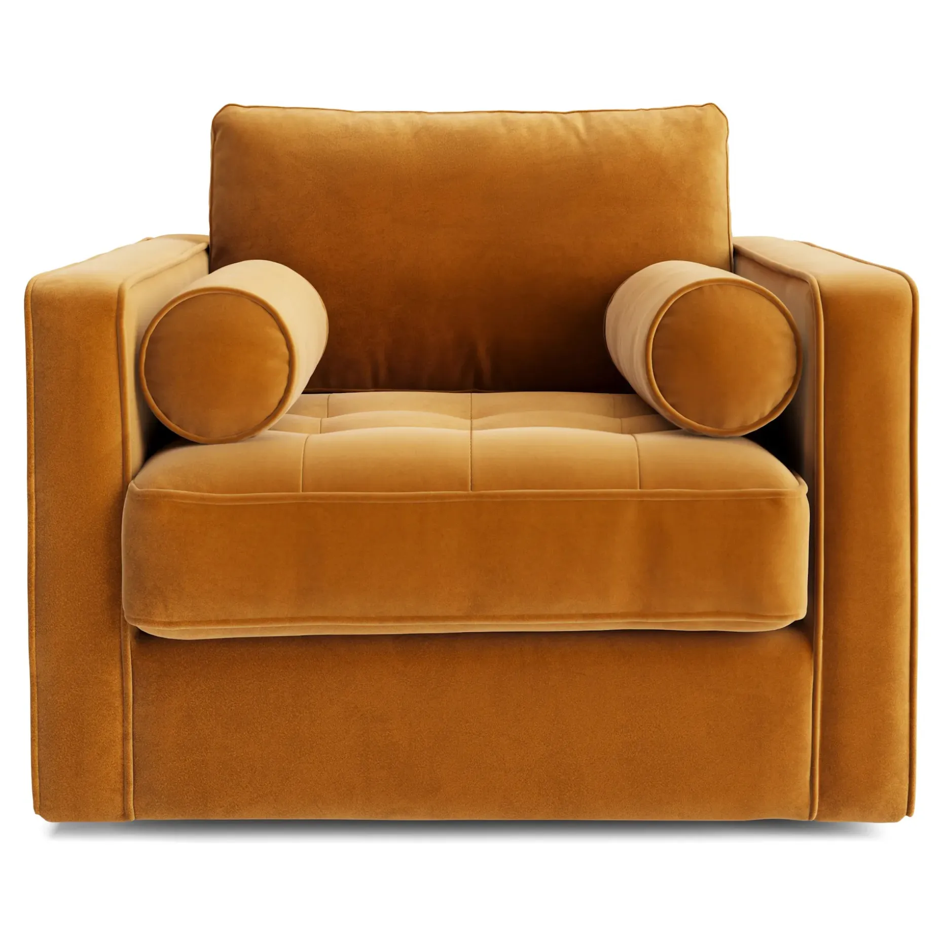 Sven 42.5" Tufted Velvet Swivel Chair - Plush Pacific Ginger