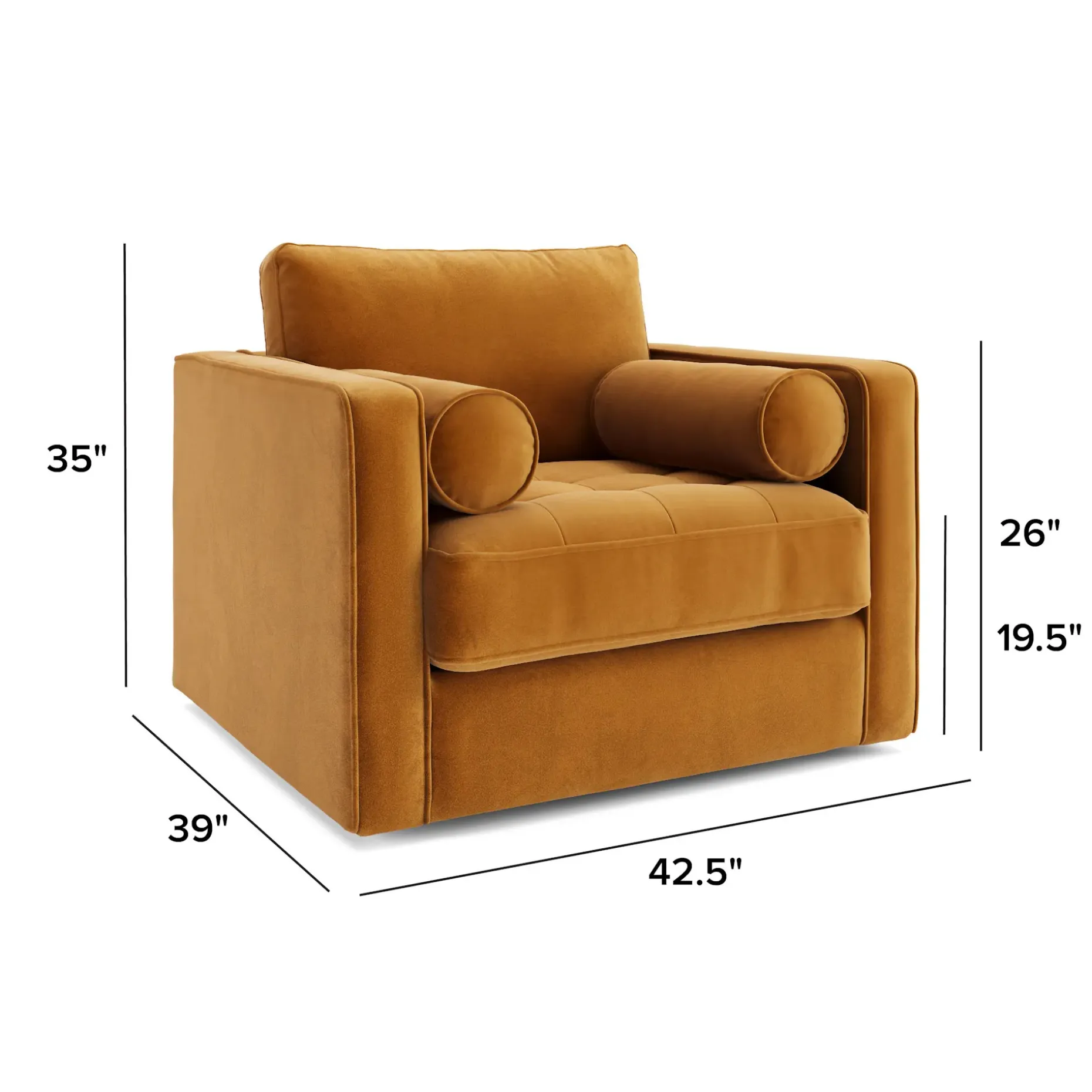 Sven 42.5" Tufted Velvet Swivel Chair - Plush Pacific Ginger
