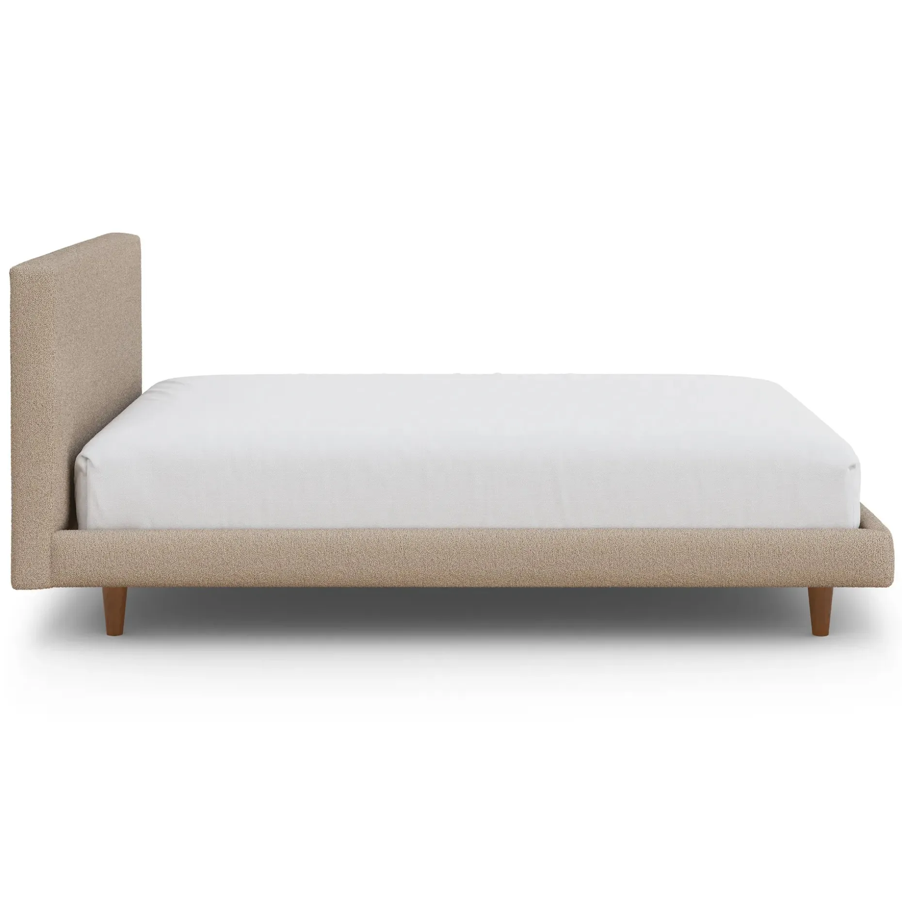 Tessu Full Low Profile Upholstered Bed - Sandstone Wool Bouclé