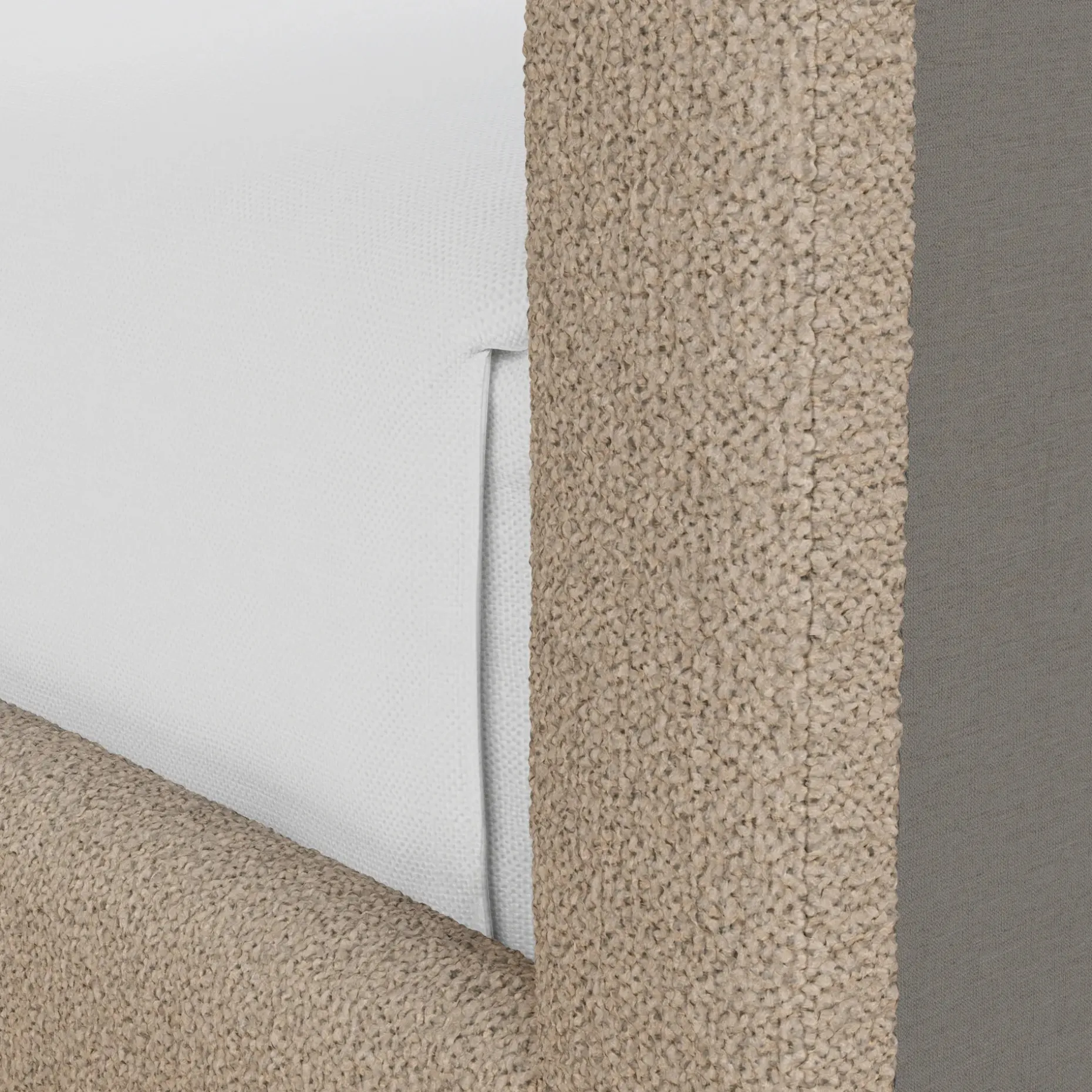 Tessu Full Low Profile Upholstered Bed - Sandstone Wool Bouclé