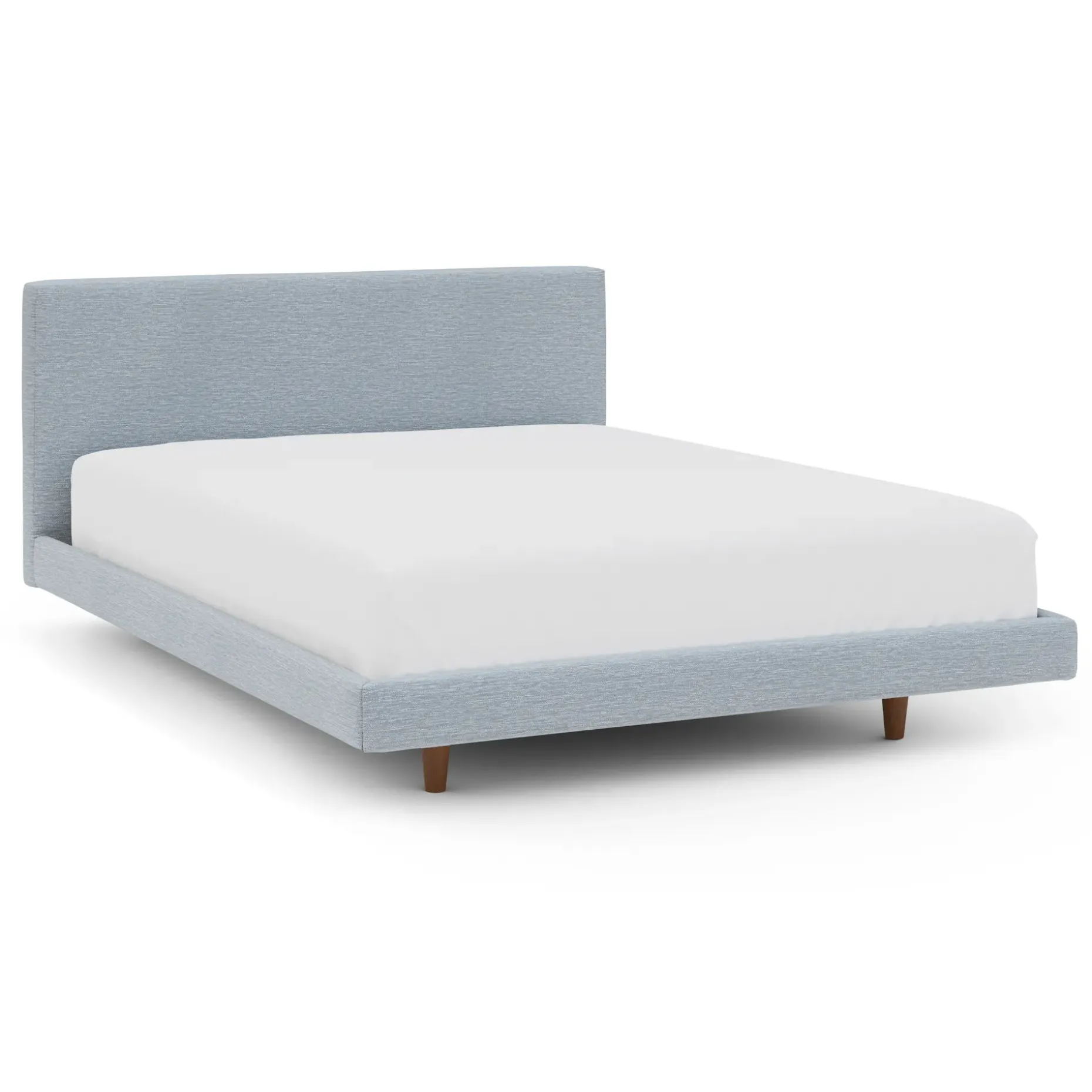 Tessu Queen Low Profile Upholstered Bed - Silver Light Blue