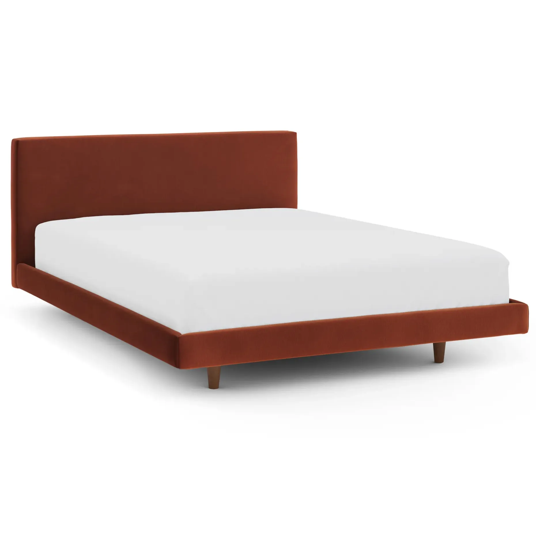 Tessu Queen Low Profile Velvet Bed - Hale Rust
