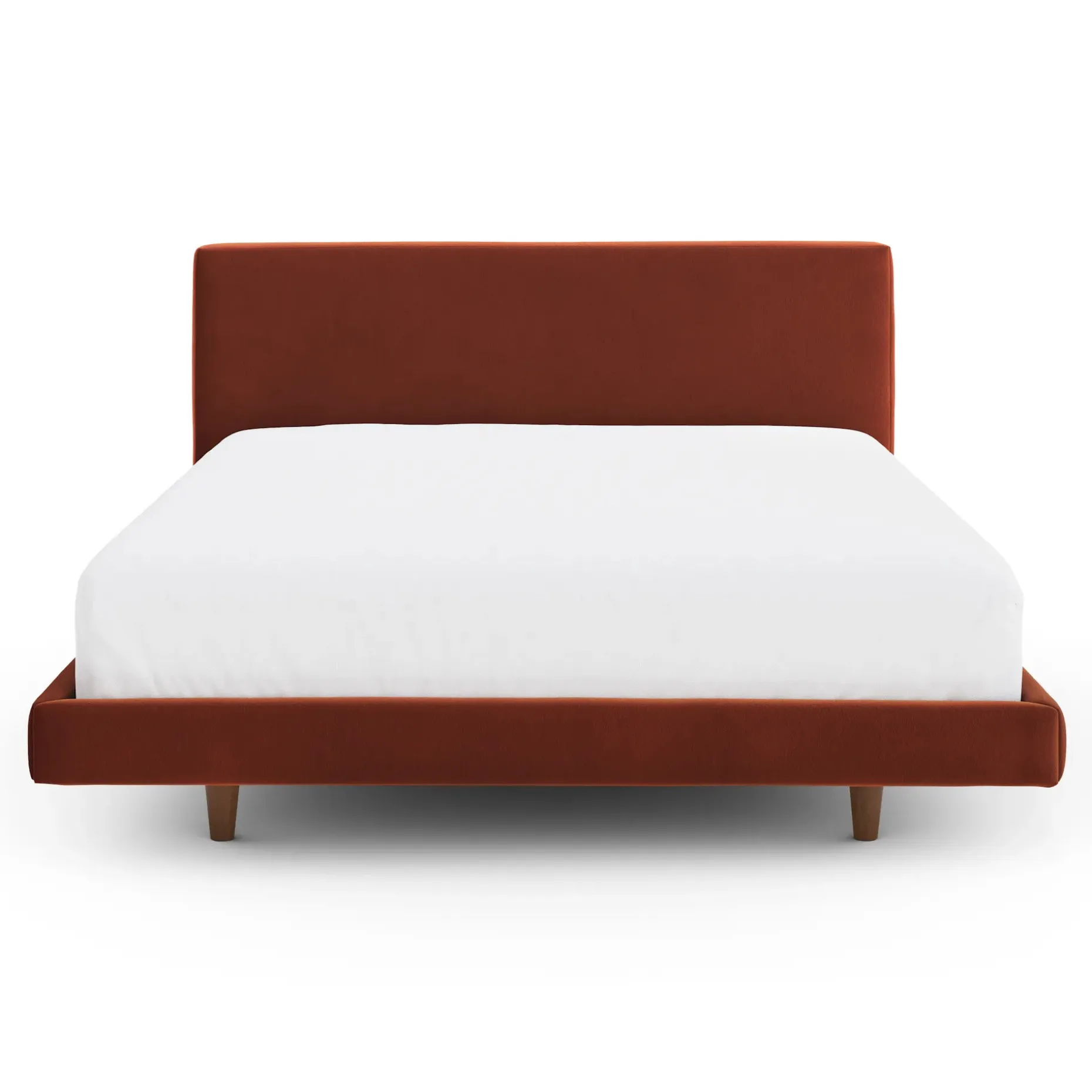Tessu Queen Low Profile Velvet Bed - Hale Rust