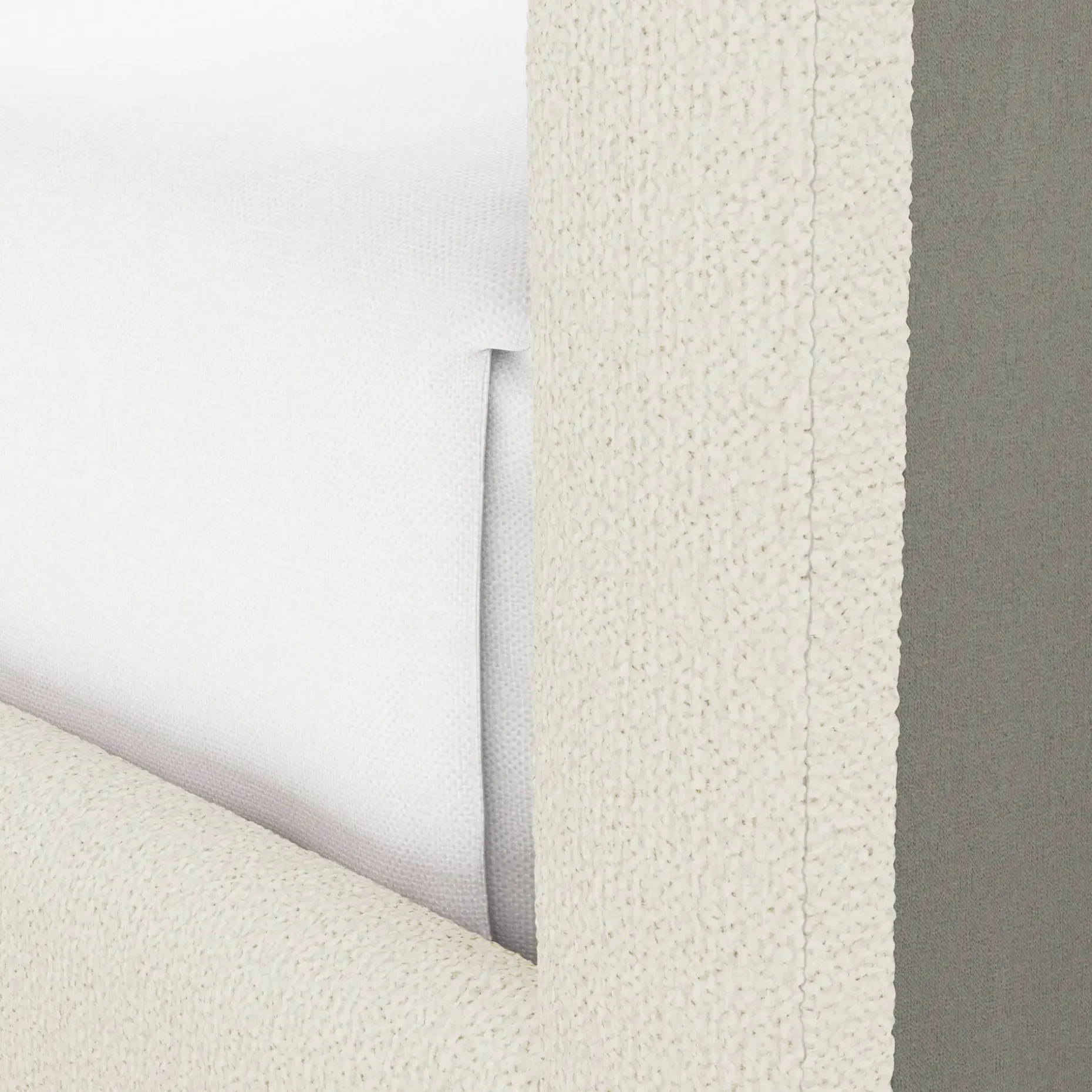 Tessu Twin Low Profile Upholstered Bed - Ivory Wool Bouclé