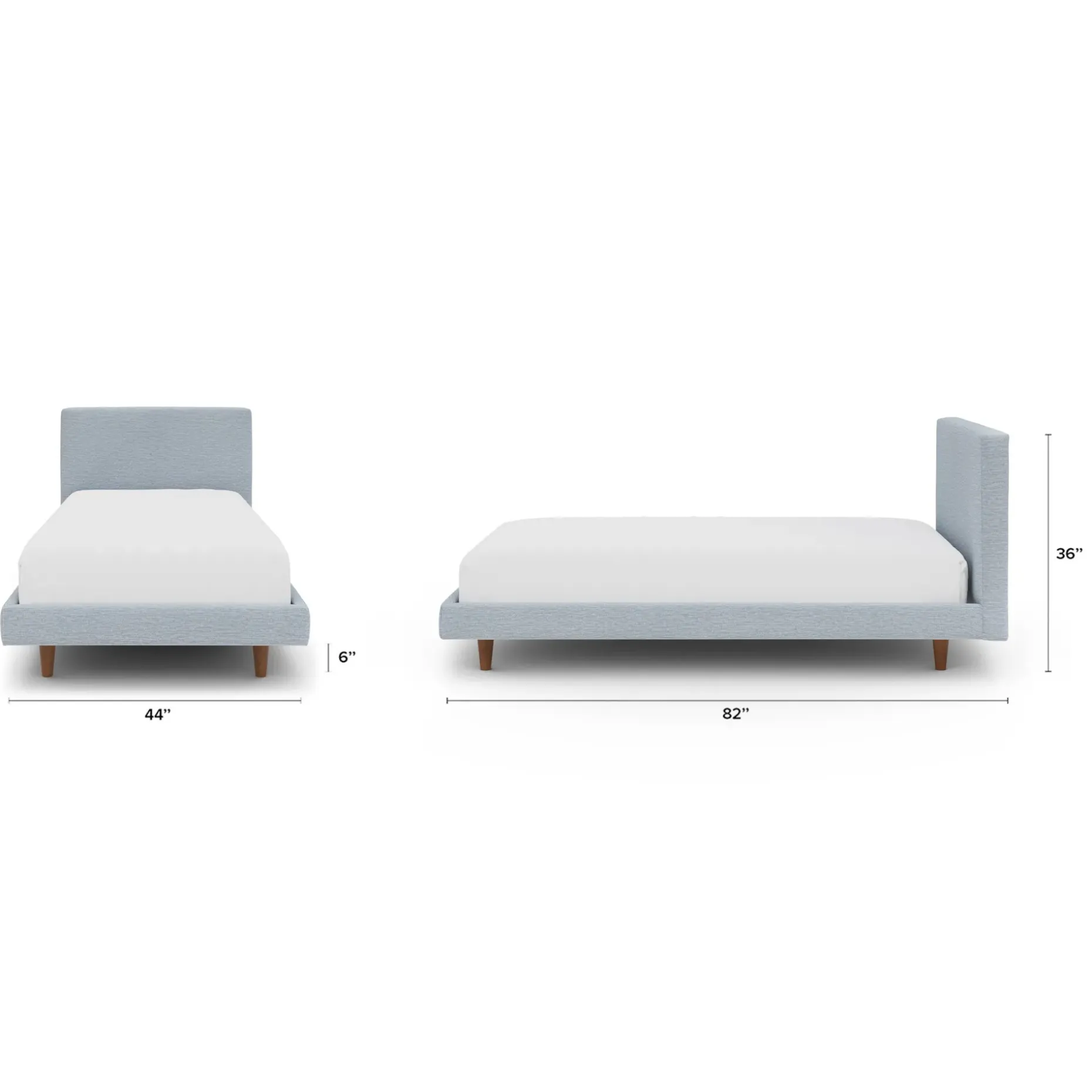 Tessu Twin Low Profile Upholstered Bed - Silver Light Blue