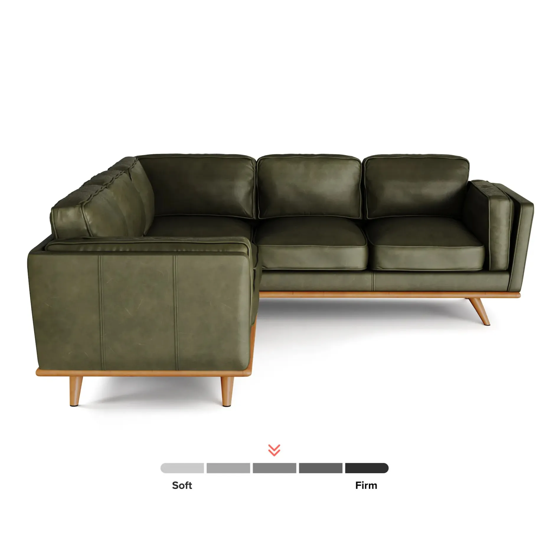 Timber 93" Leather Corner Sectional - Charme Green